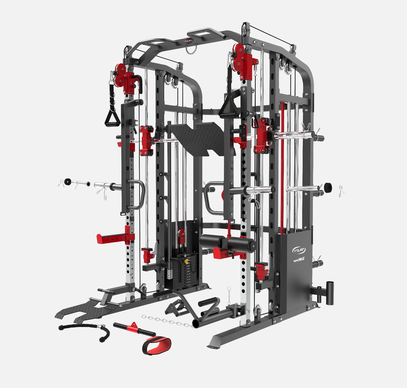 Smith Machine Functional Trainer FPR7MAX + 2 X 72 Kg Stacks | Leg Press + Lat Pull Down & Seat Attachment