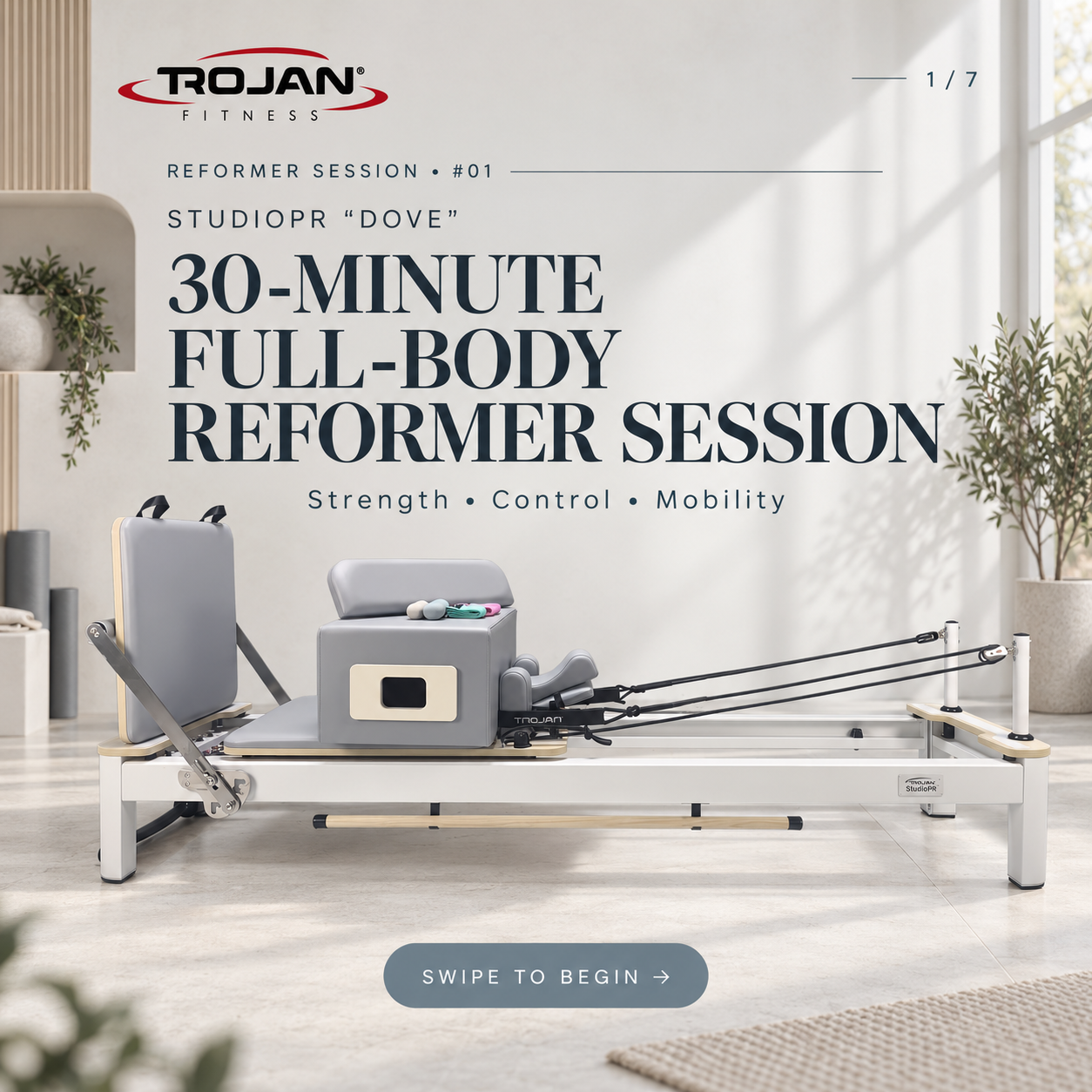 Trojan StudioPR Dove Grey  Aluminium Reformer Inc Box & Jump Board