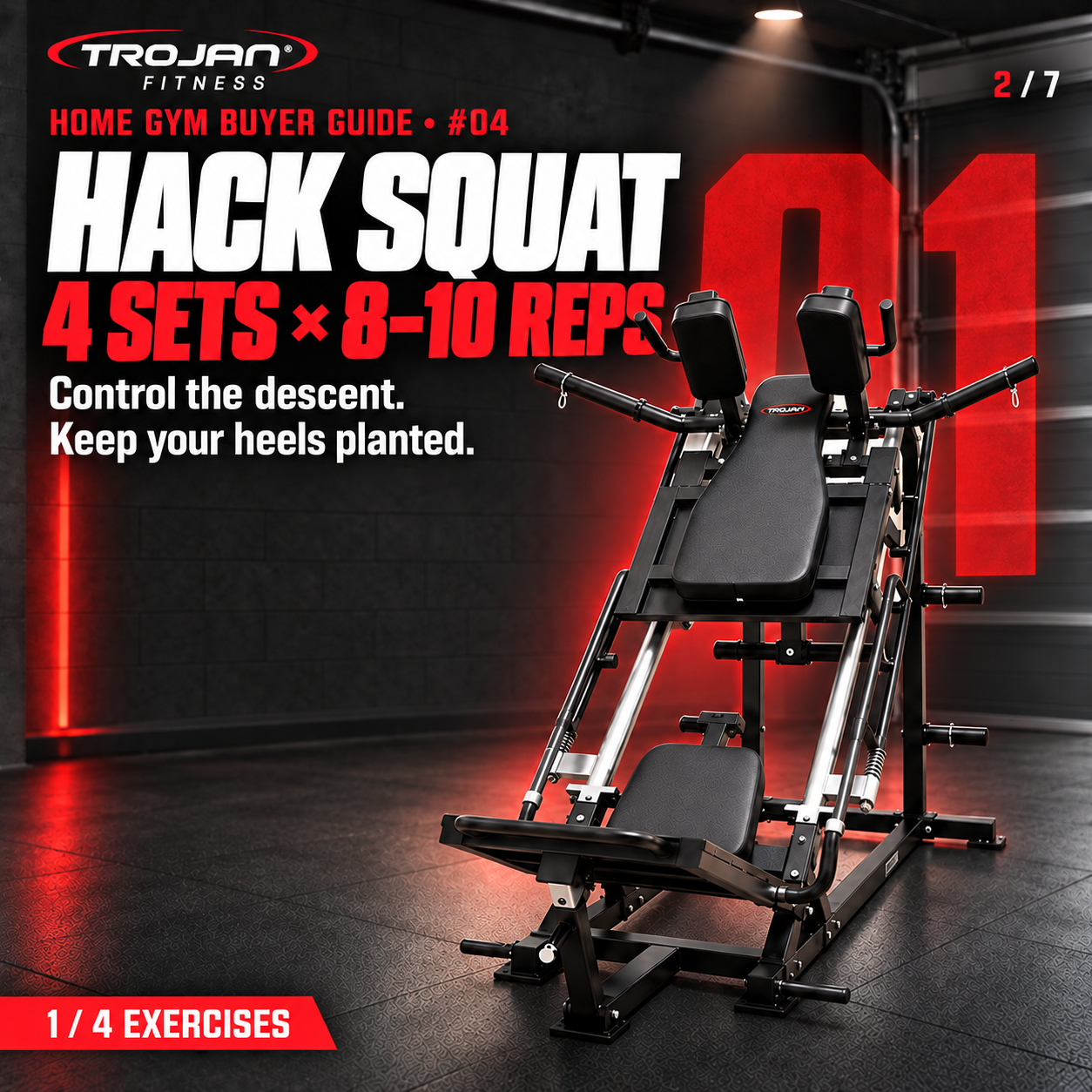 Leg Press 45°Hack Squat + Seated Calf Raise + Reverse Hyper Ext Bench