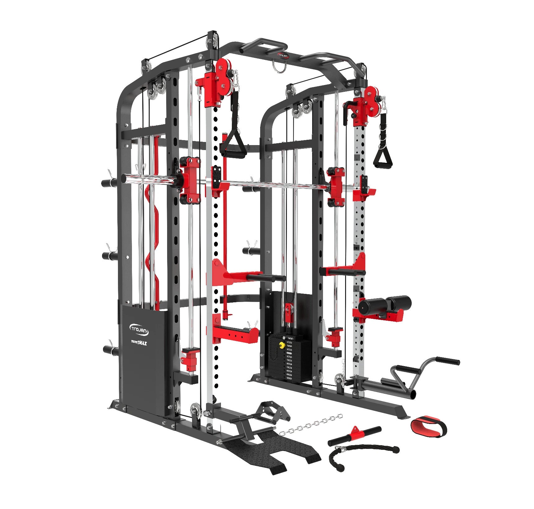 Smith Machine Functional Trainer FPR7MAX + 2 X 72 Kg Stacks | Leg Press + Lat Pull Down & Seat Attachment