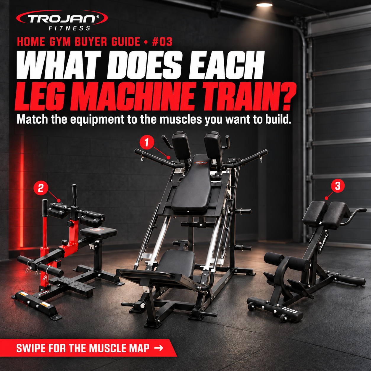 Leg Press 45°Hack Squat + Seated Calf Raise + Reverse Hyper Ext Bench