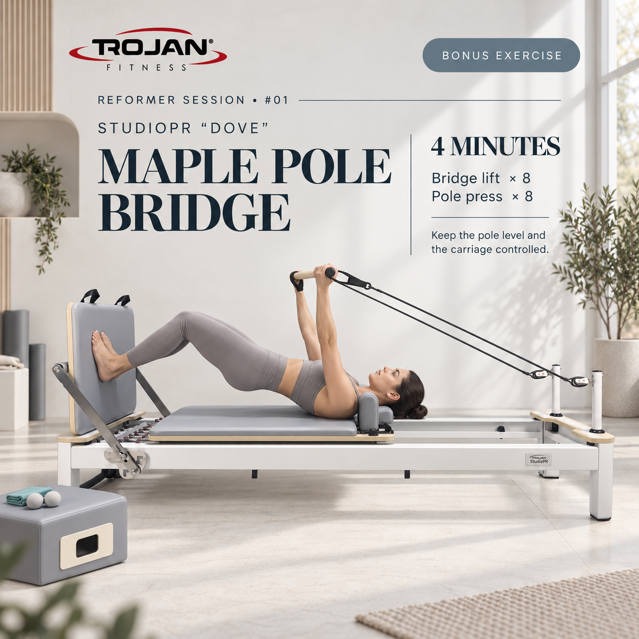 Trojan StudioPR Dove Grey  Aluminium Reformer Inc Box & Jump Board