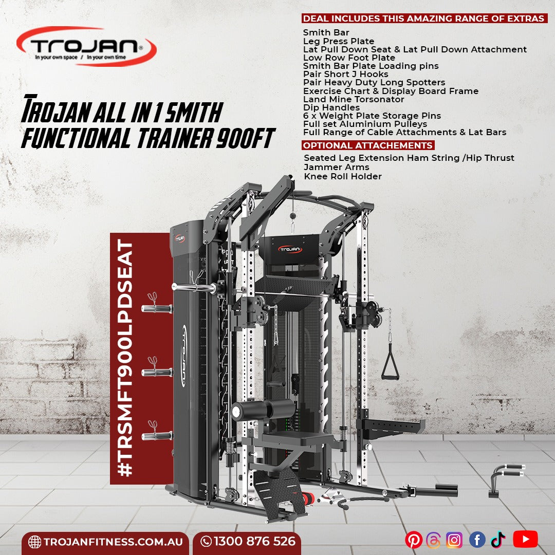 Trojan TRSM900FT Smith All in 1 Functional Trainer Leg Press LatPull & Seat