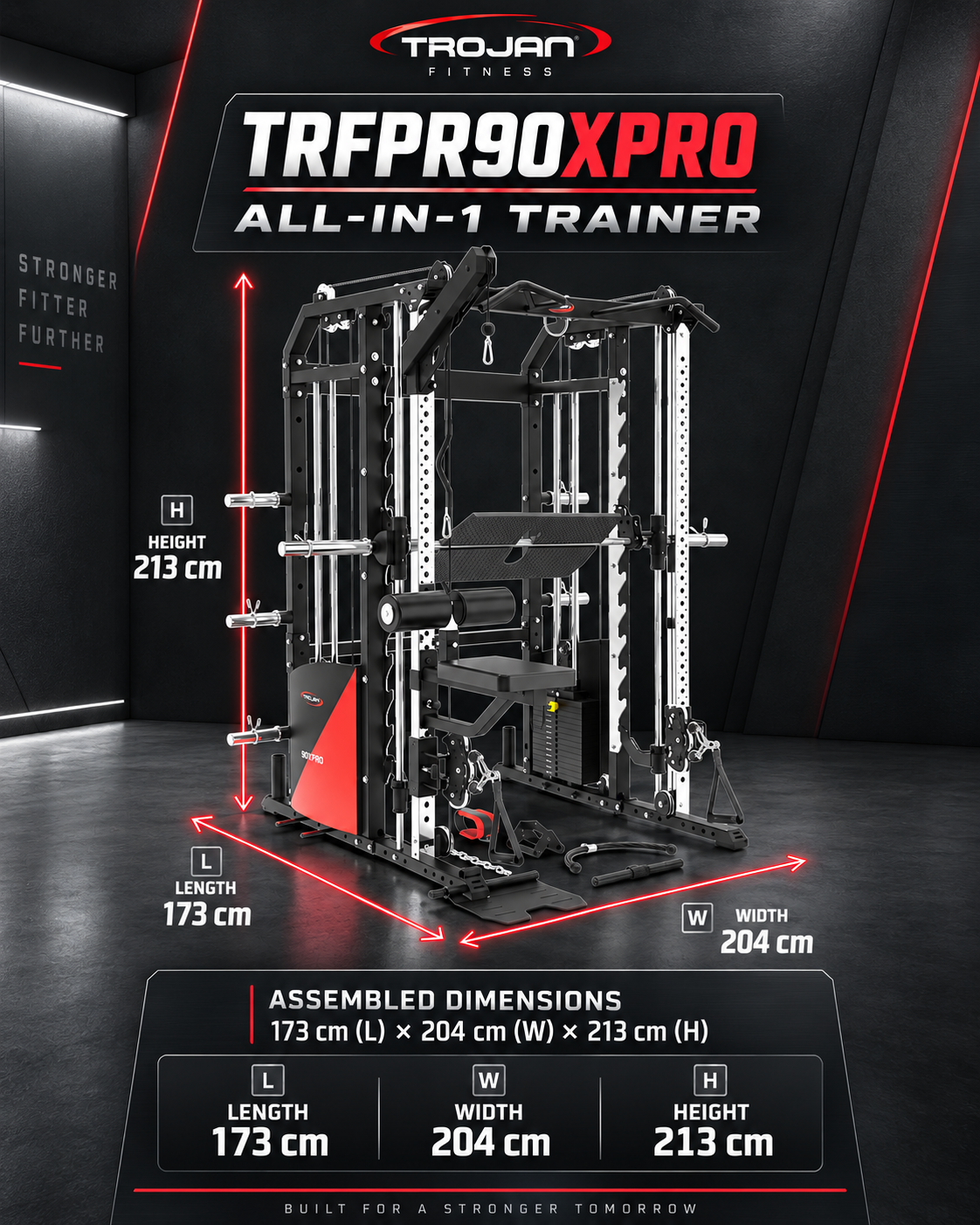 All in One Trainer 90XPRO Smith Functional Trainer 1:1 & 2:1 Cable Ratio