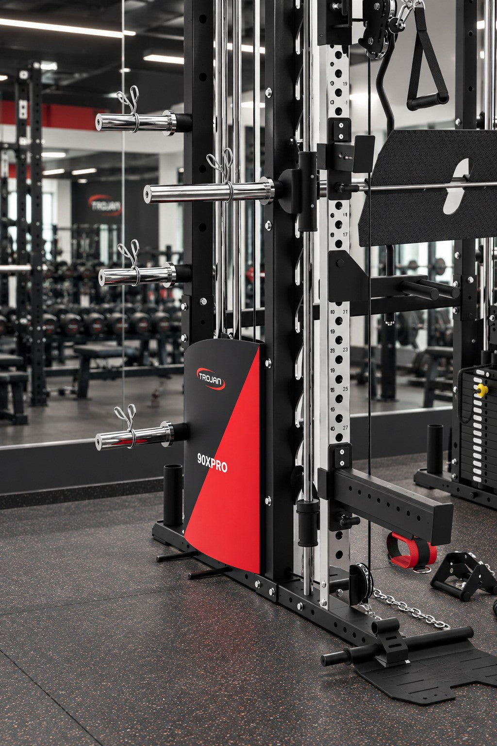 All in One Trainer 90XPRO Smith Functional Trainer 1:1 & 2:1 Cable Ratio + SX1 HD Bench