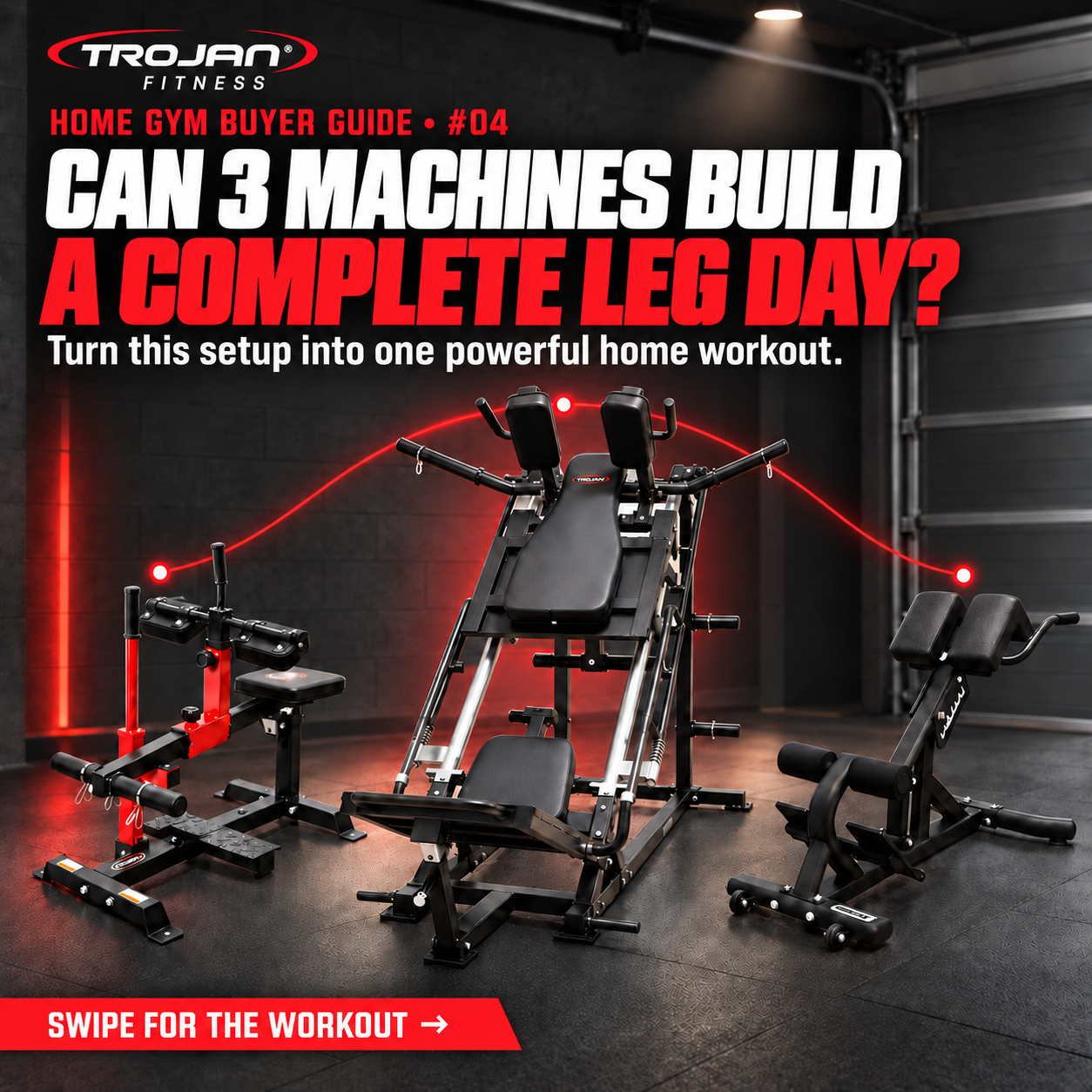Leg Press 45°Hack Squat + Seated Calf Raise + Reverse Hyper Ext Bench