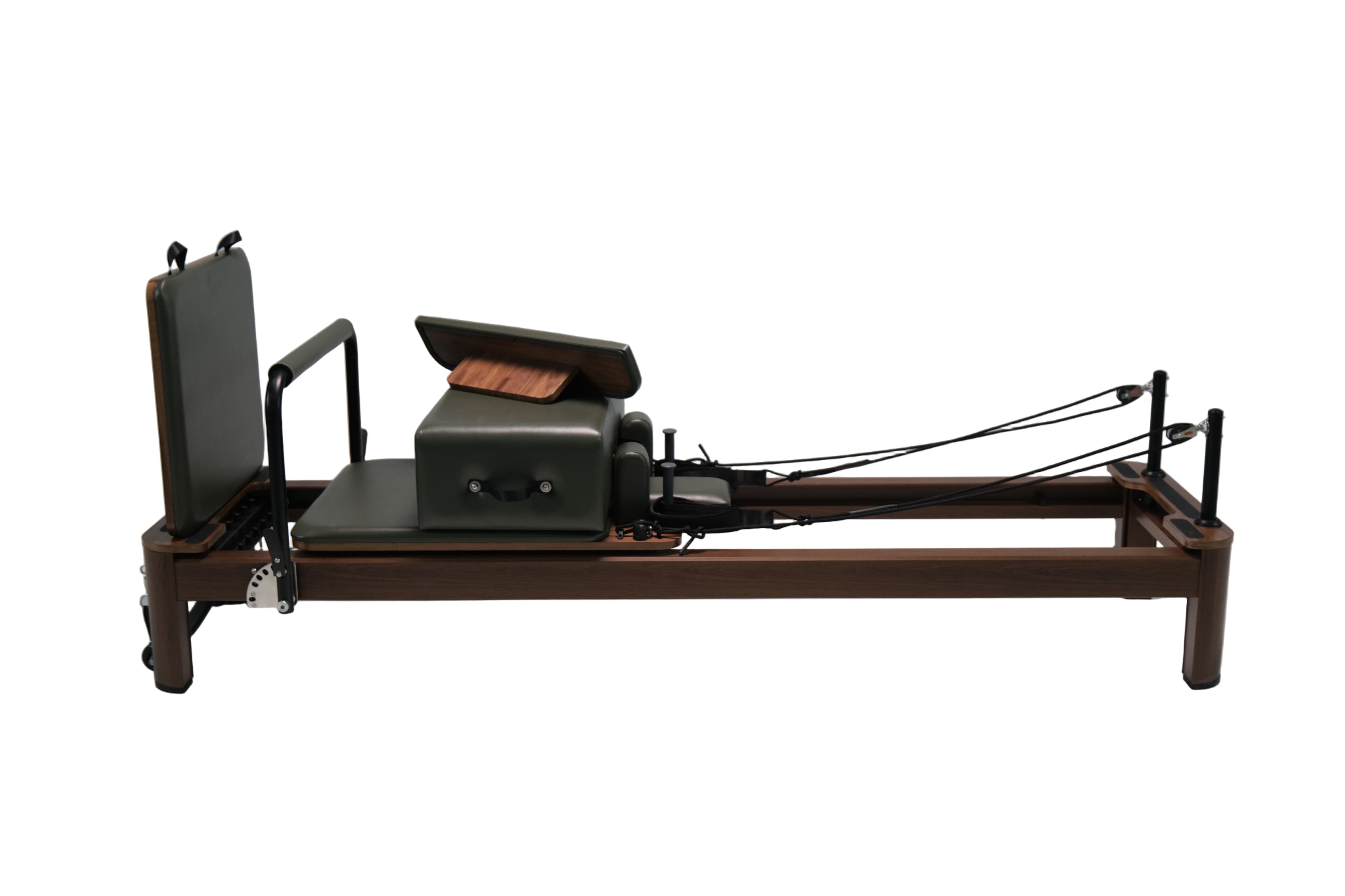 Premium Green Aluminum Pilates Reformer – Wood-Effect Surface Ex Display Model