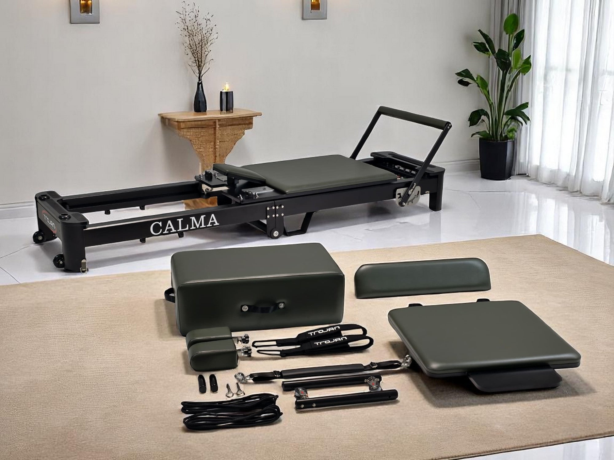 Trojan Folding Aluminium " Calma " Reformer Bundle "V" Fold Treadmill Pak