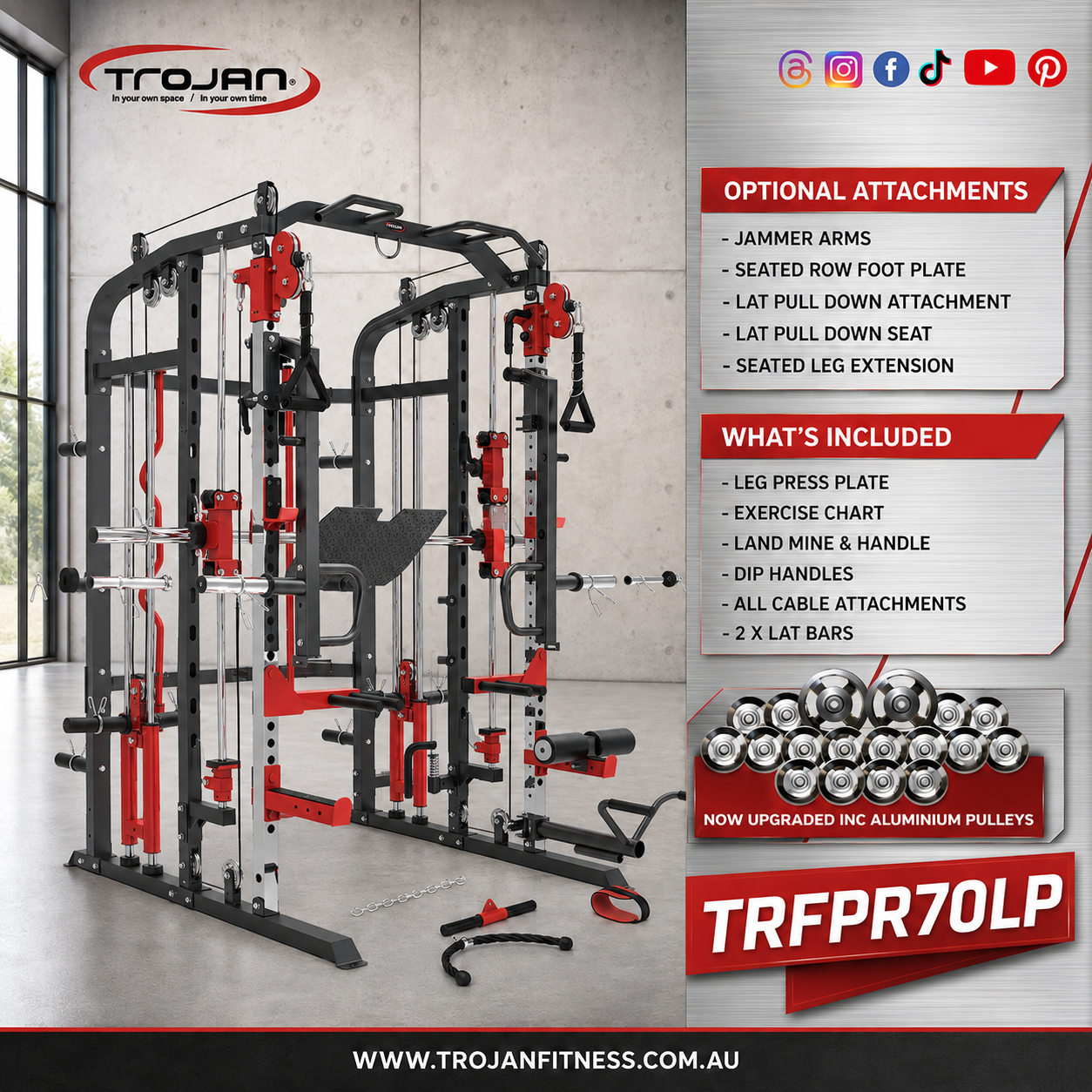 Functional Trainer Smith Machine Power Rack Inc Leg Press Attachment