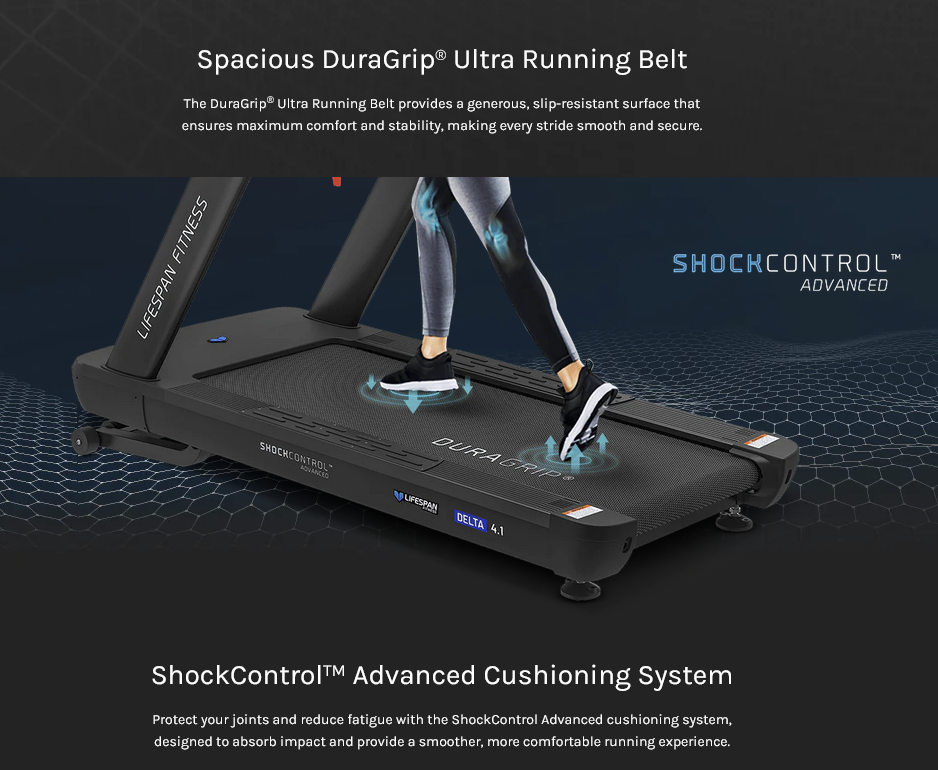 Lifespan Fitness Delta 4.1 Commercial Treadmill 4.5 CHP EverDrive® H8 AC Commercial Motor