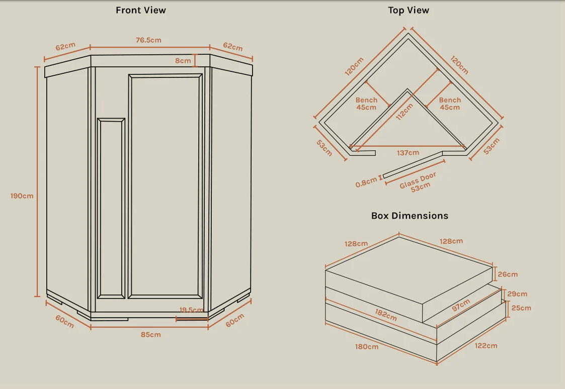 ReGen8 Duo Corner - 2 Person 2200W Infrared Sauna