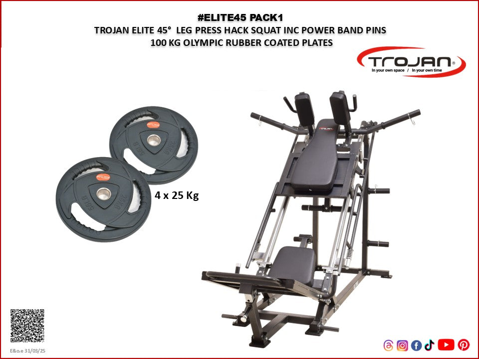 Elite45° Leg Press Hack Squat 850 Lbs Load 100 Kg Plates PAK 1