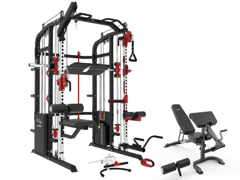 Smith Machine Functional Trainer FPR7MAX + 2 X 72 Kg Stacks | Leg Press + Lat Pull Down & Seat Attachment + Bench