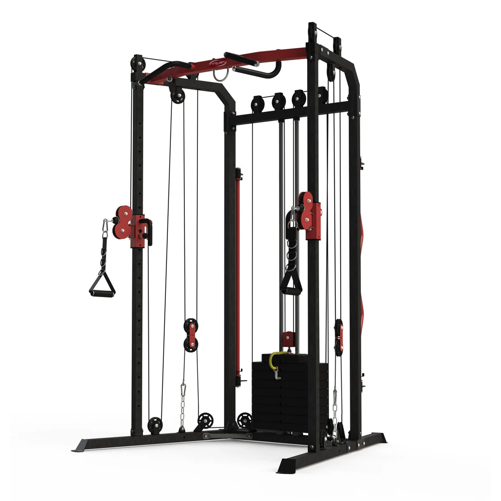 Functional Cable Cross Trainer + 60 Kg Weight Stack Inc 2 Lat Bars Full Range of Accessories