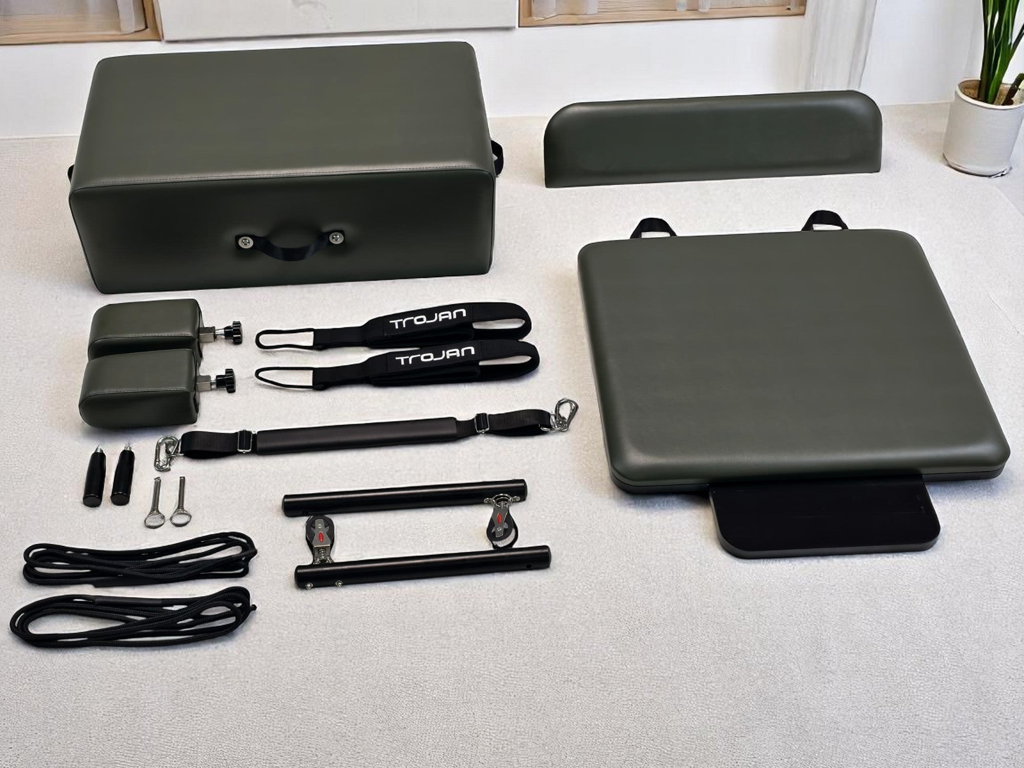 Trojan Folding Aluminium " Calma " Reformer Bundle "V" Fold Treadmill Pak