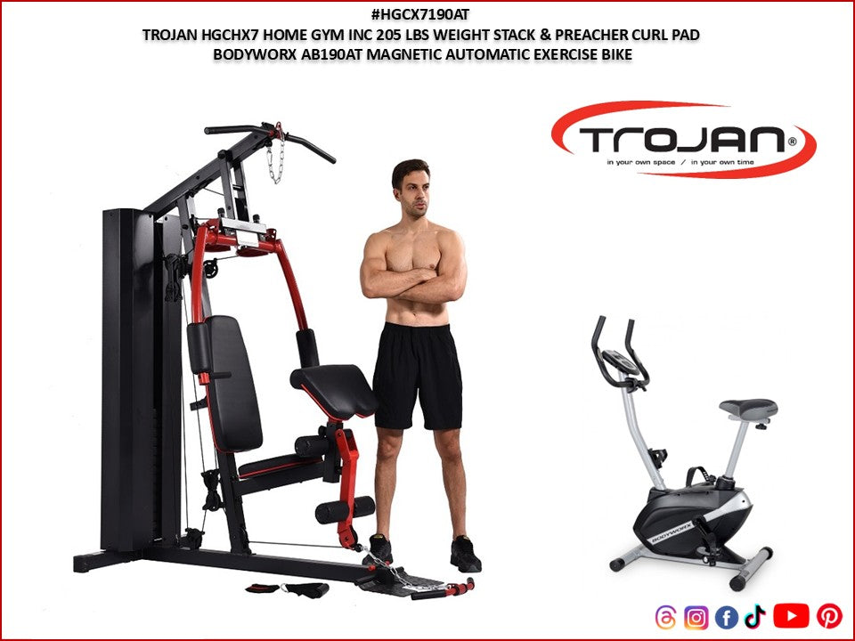 Home Gym with 94 Kg Stack Chest Press, Flys, Preacher + ABX190AT Exercise Bike