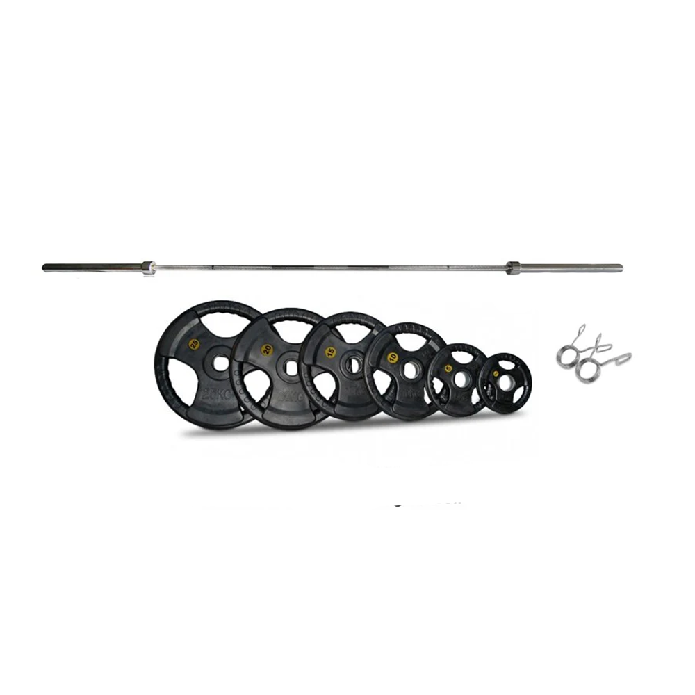 Olympic 100 Kg 7' 20 Kg Barbell Pack + Pair Spring Collars