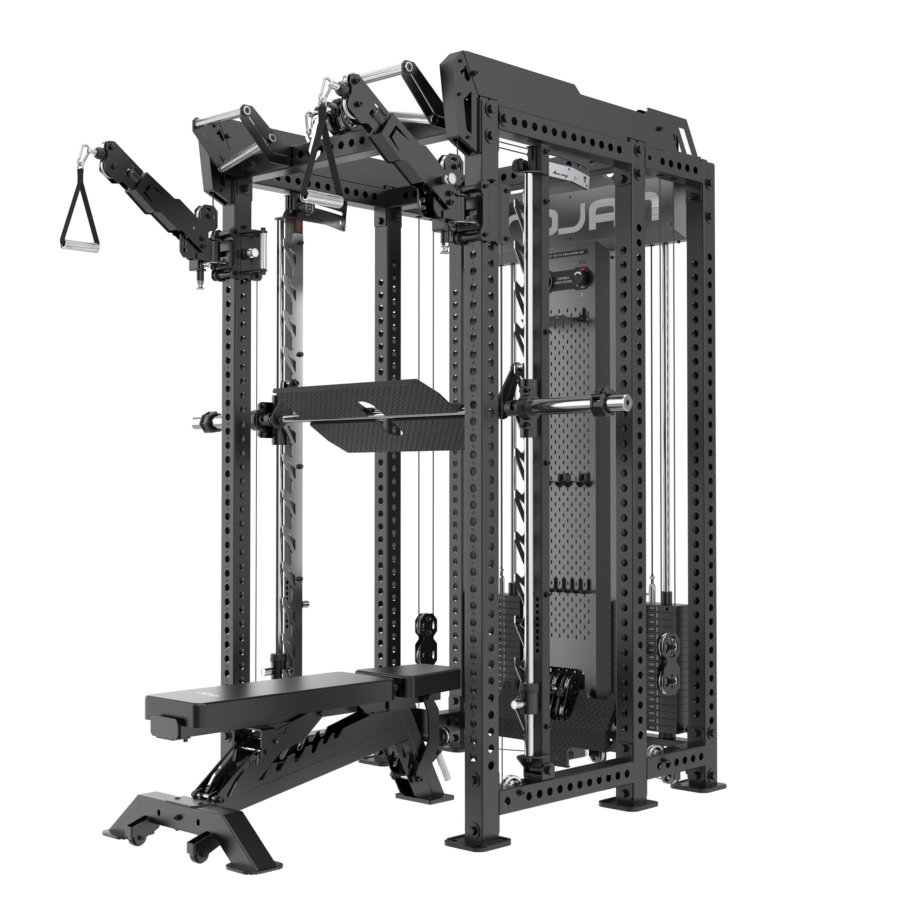TRSM-SX1 ELITE Power Rack Smith Machine & Functional Trainer | Dual 90kg Stacks | 1:1 - 2:1 Cable Ratio + FREE Bench
