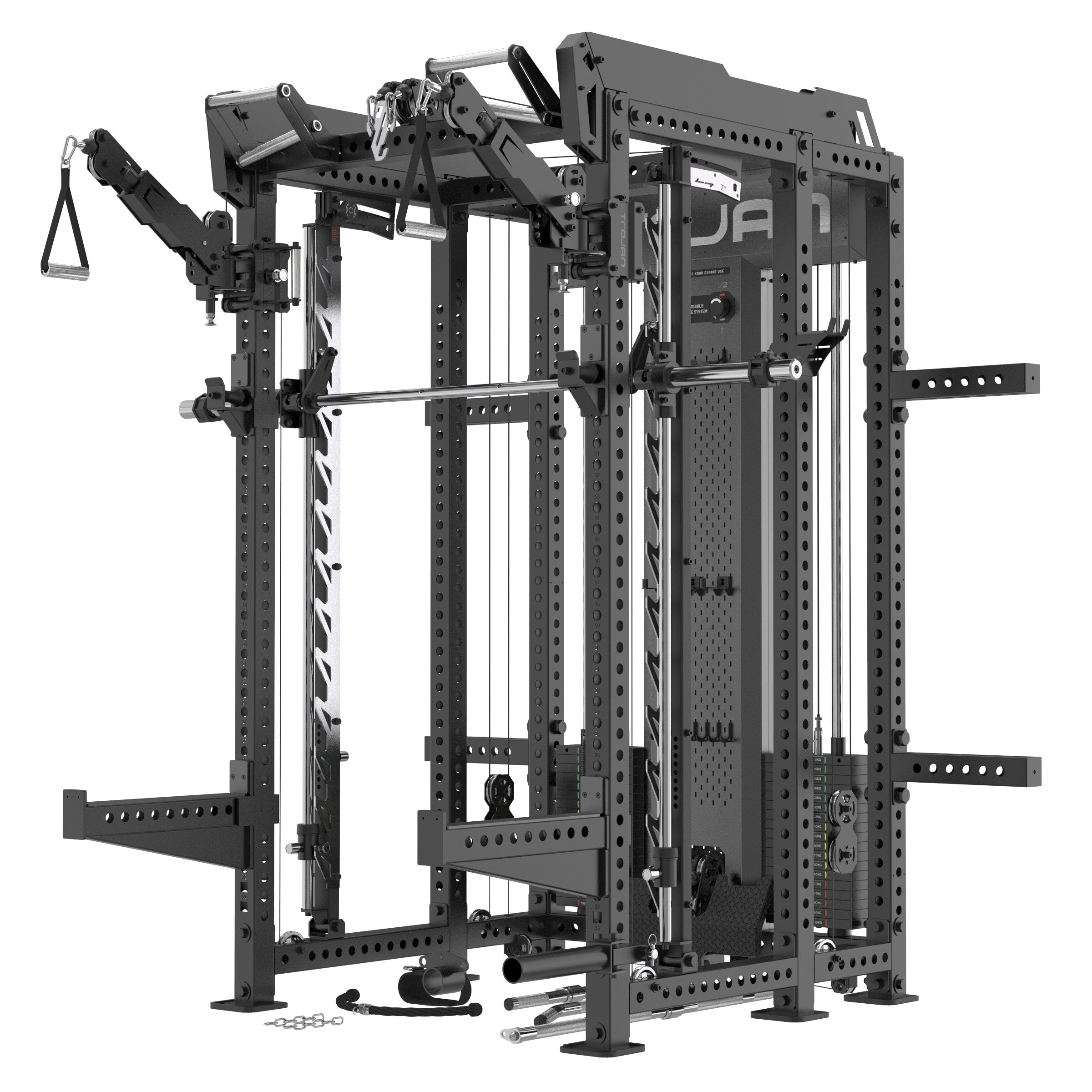TRSM-X1 ELITE Power Rack Smith Machine & Functional Trainer | Dual 90kg Stacks | 1:1 - 2:1 Cable Ratio