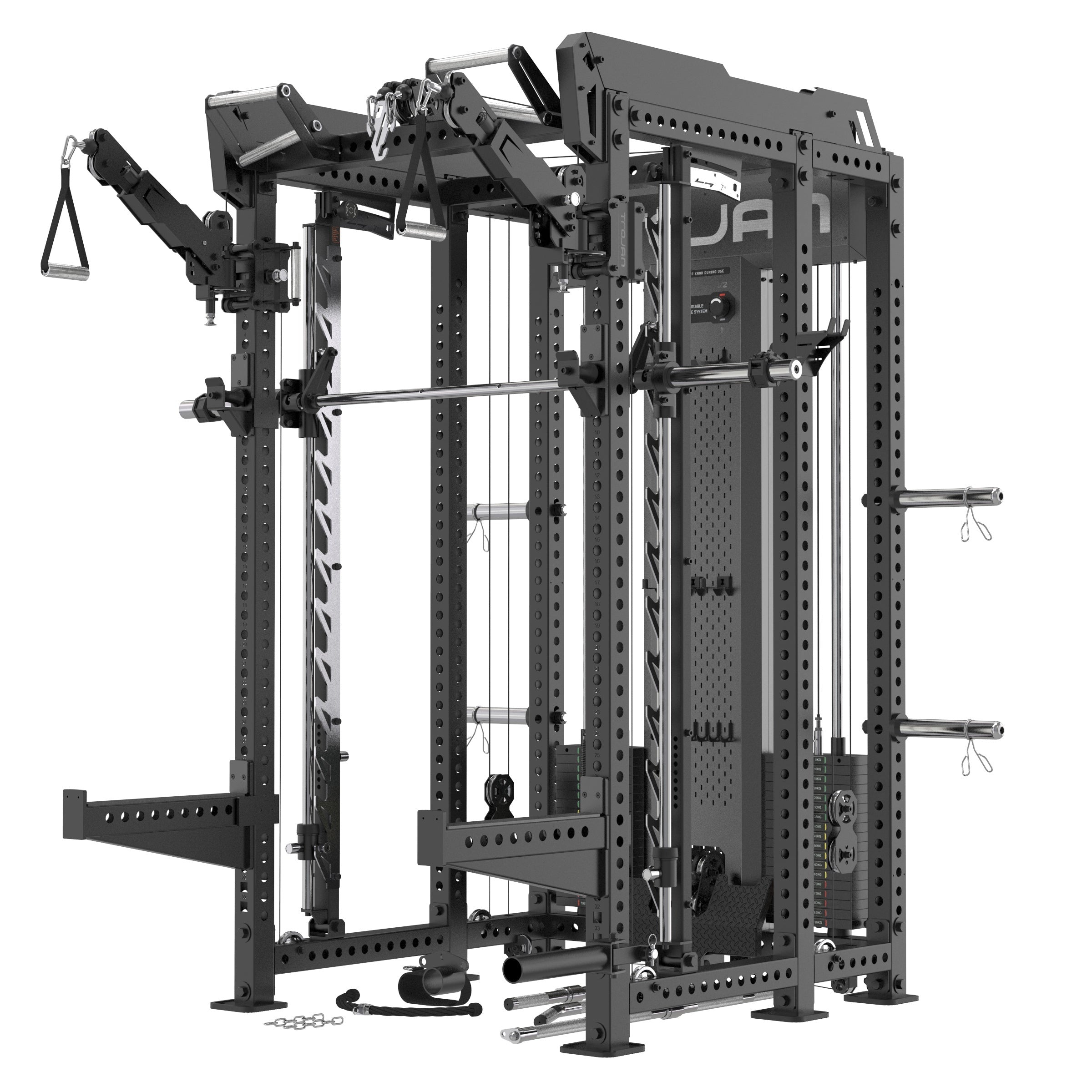TRSM-X1 ELITE Power Rack Smith Machine & Functional Trainer | Dual 90kg Stacks | 1:1 - 2:1 Cable Ratio