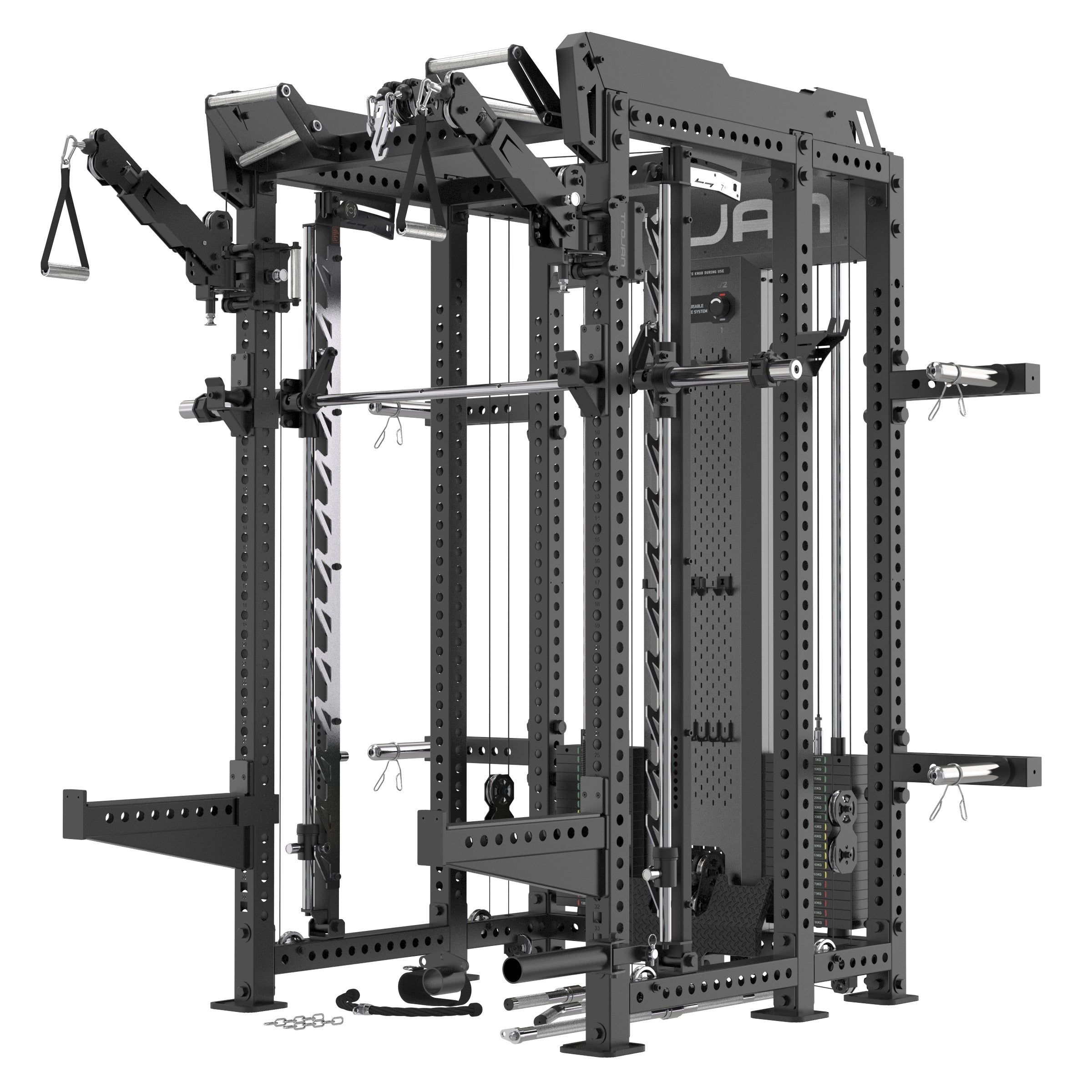 TRSM-X1 ELITE Power Rack Smith Machine & Functional Trainer | Dual 90kg Stacks | 1:1 - 2:1 Cable Ratio
