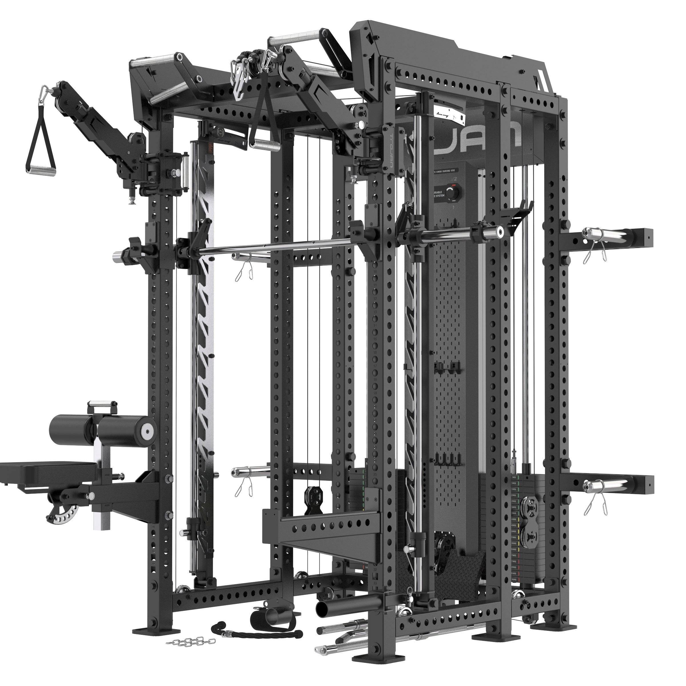TRSM-X1 ELITE Power Rack Smith Machine & Functional Trainer | Dual 90kg Stacks | 1:1 - 2:1 Cable Ratio