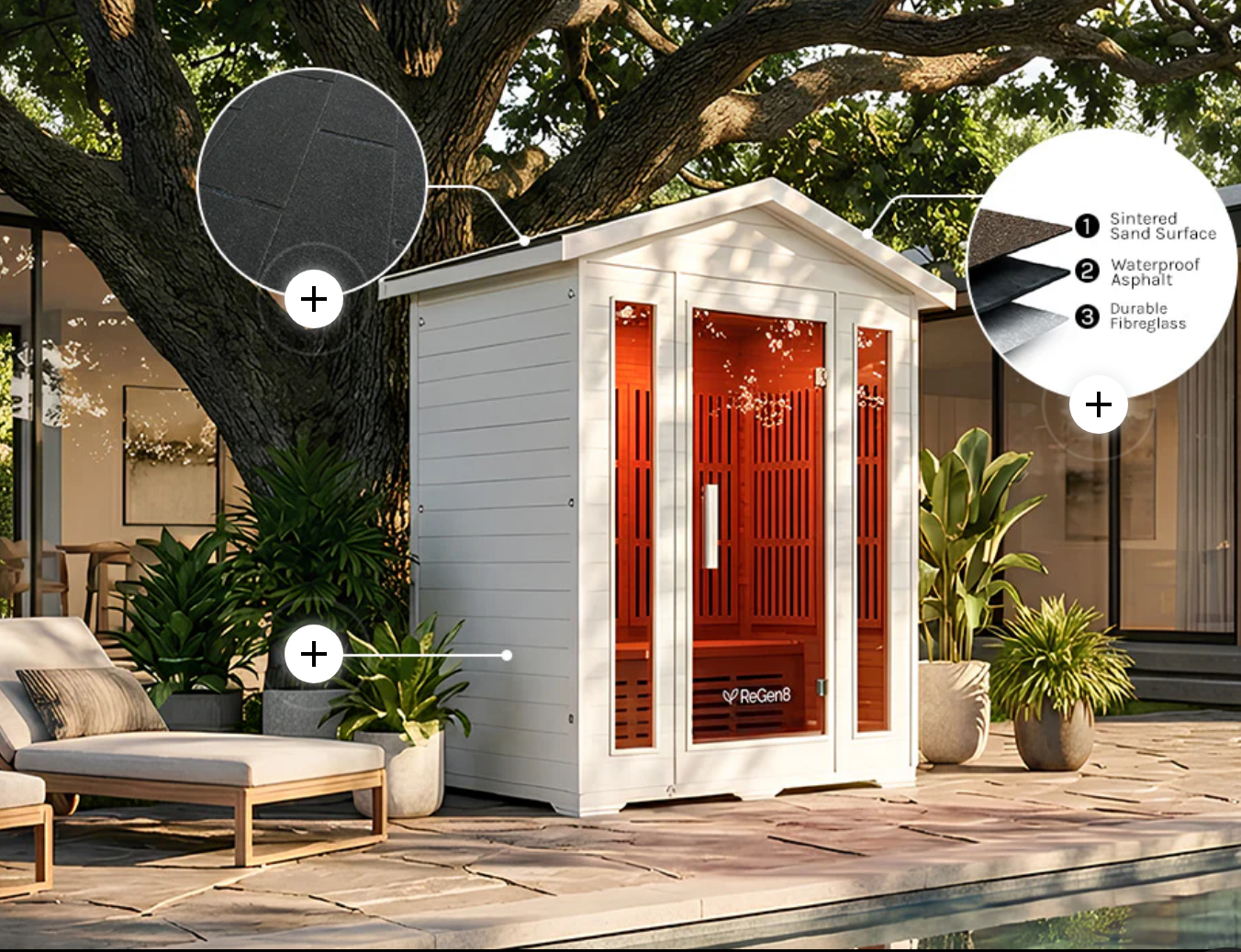 ReGen8 Duo Outdoor - 2 Person 2200W Infrared Sauna in White