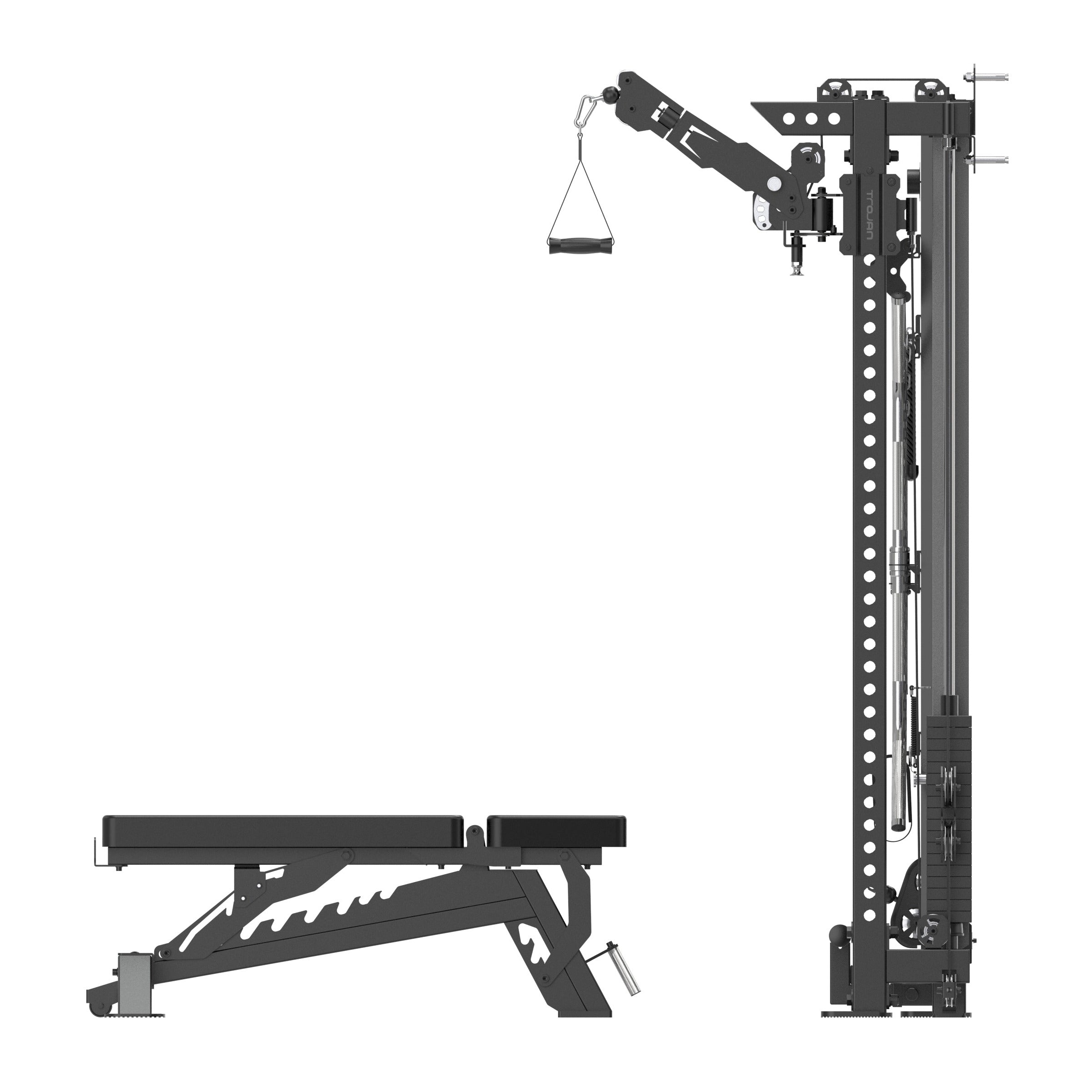 TRCFT-X1 ELITE Functional Trainer + SX1 Bench | Wall-Mount | 90kg Stack | 1:1–2:1 Ratio