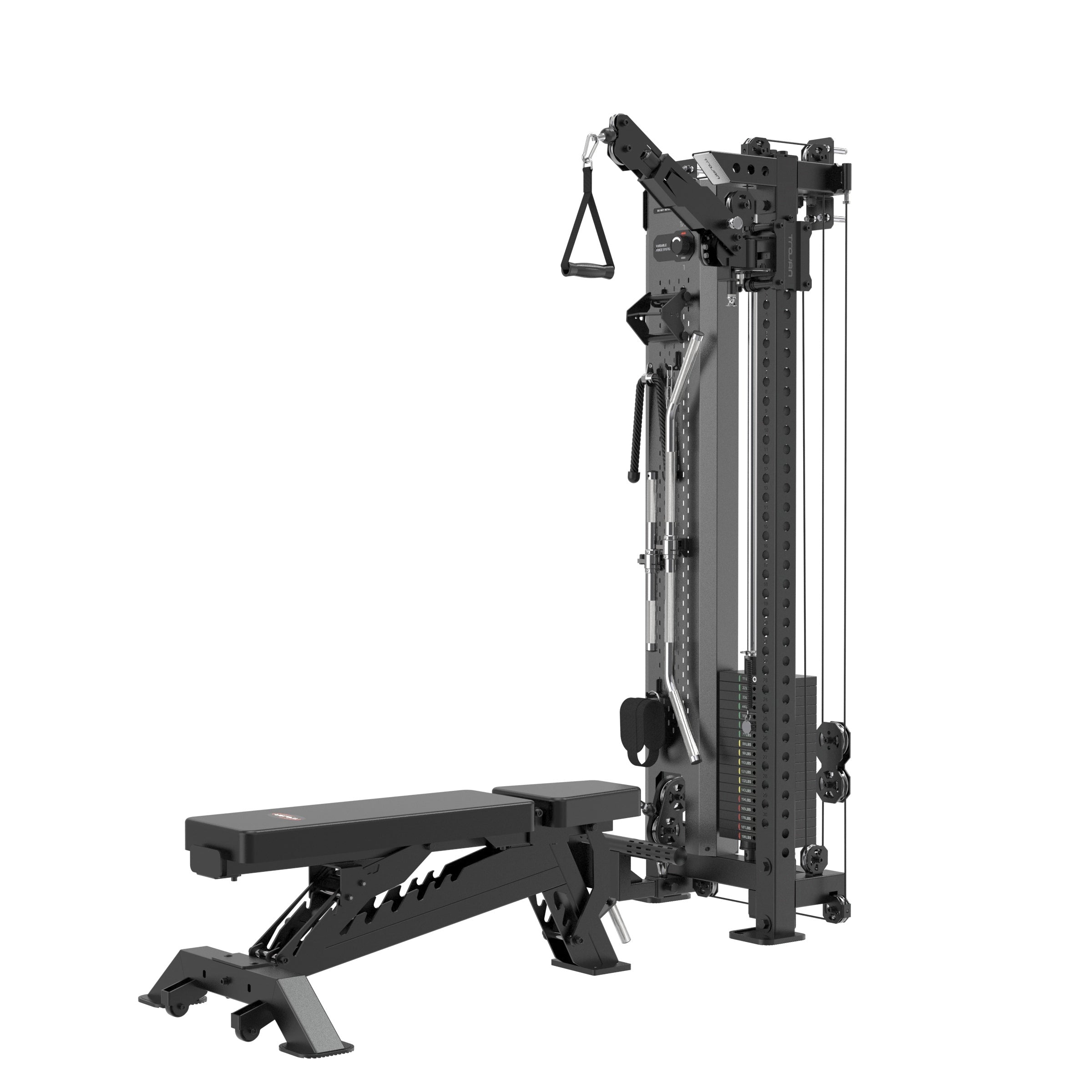 TRCFT-X1 ELITE Functional Trainer + SX1 Bench | Wall-Mount | 90kg Stack | 1:1–2:1 Ratio