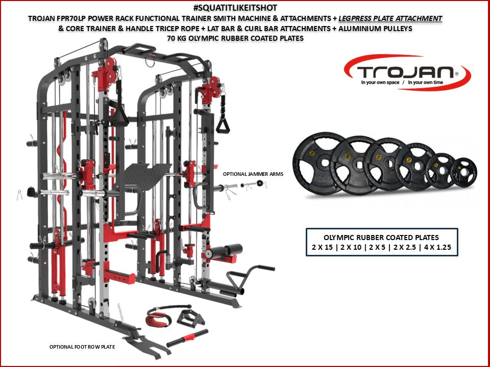 Functional Trainer Smith Machine Power Leg Press 70 Kg Olympic Plates