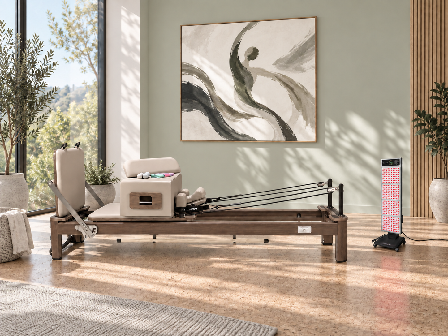 Trojan StudioPR " Walnut " Reformer Home Pilates & Red Light Therapy & Sauna Welness