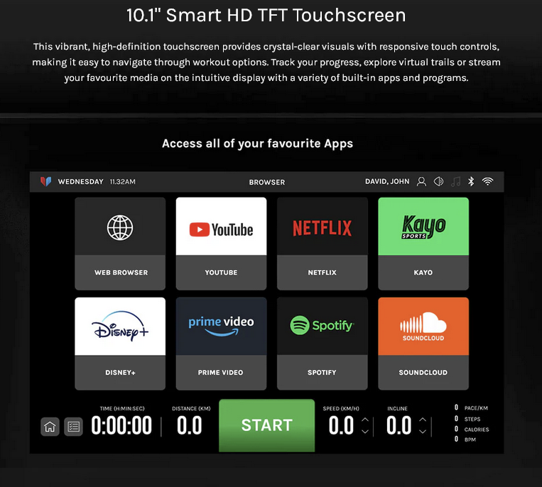 Lifespan Fitness Apex 2 Smart  10.1" Smart HD TFT Touchscreen Treadmill
