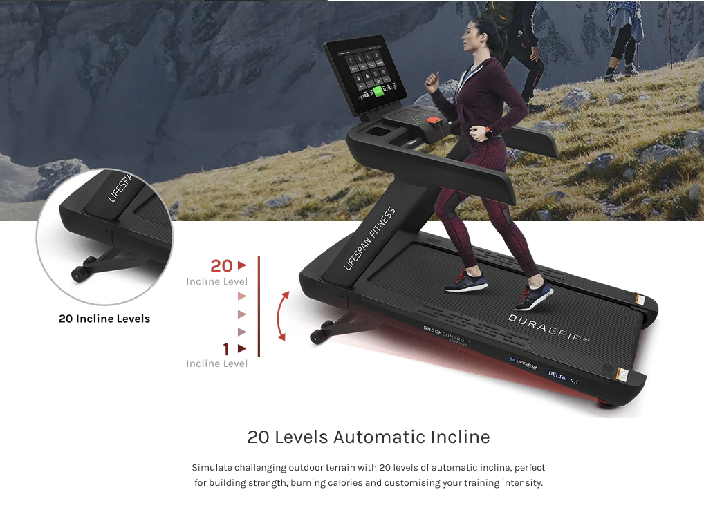 Lifespan Fitness Delta 4.1 Commercial Treadmill 4.5 CHP EverDrive® H8 AC Commercial Motor