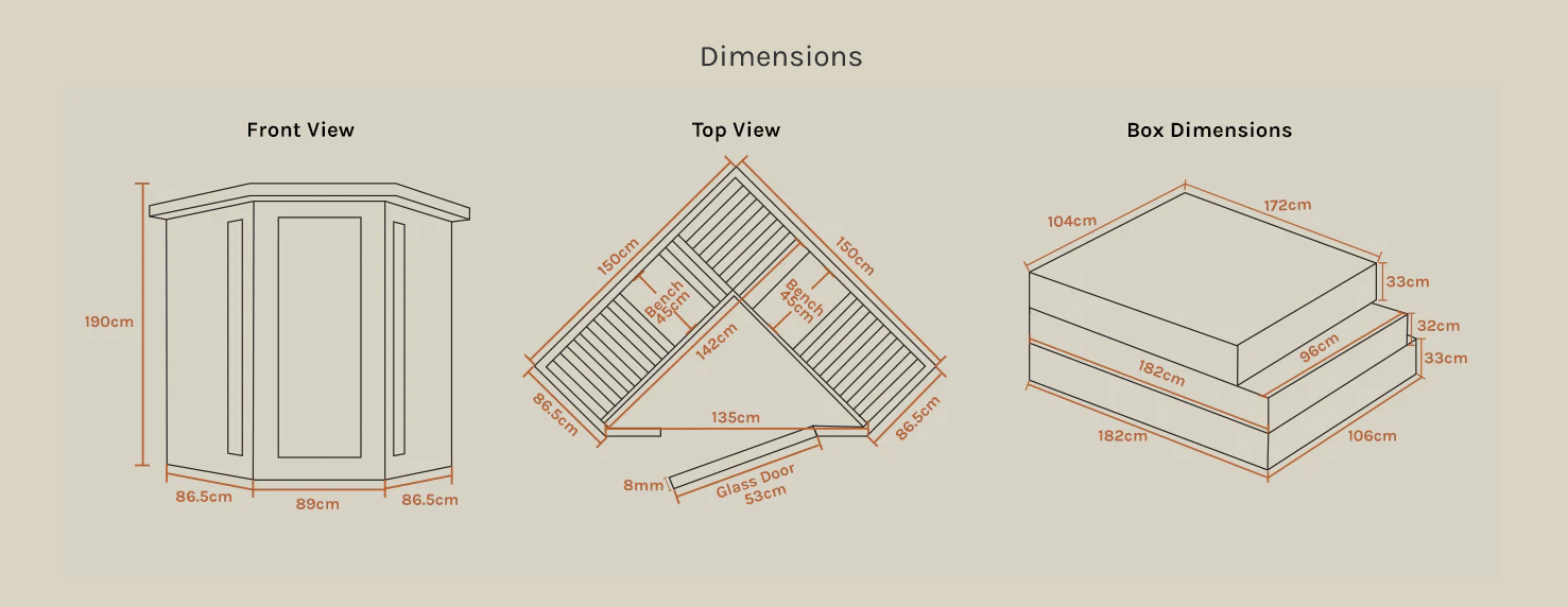 ReGen8 Quadro Corner - 4 Person 2640W Infrared Sauna