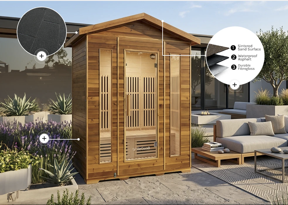 ReGen8 Quadro Outdoor - 4 Person 2920W Infrared Sauna Natural
