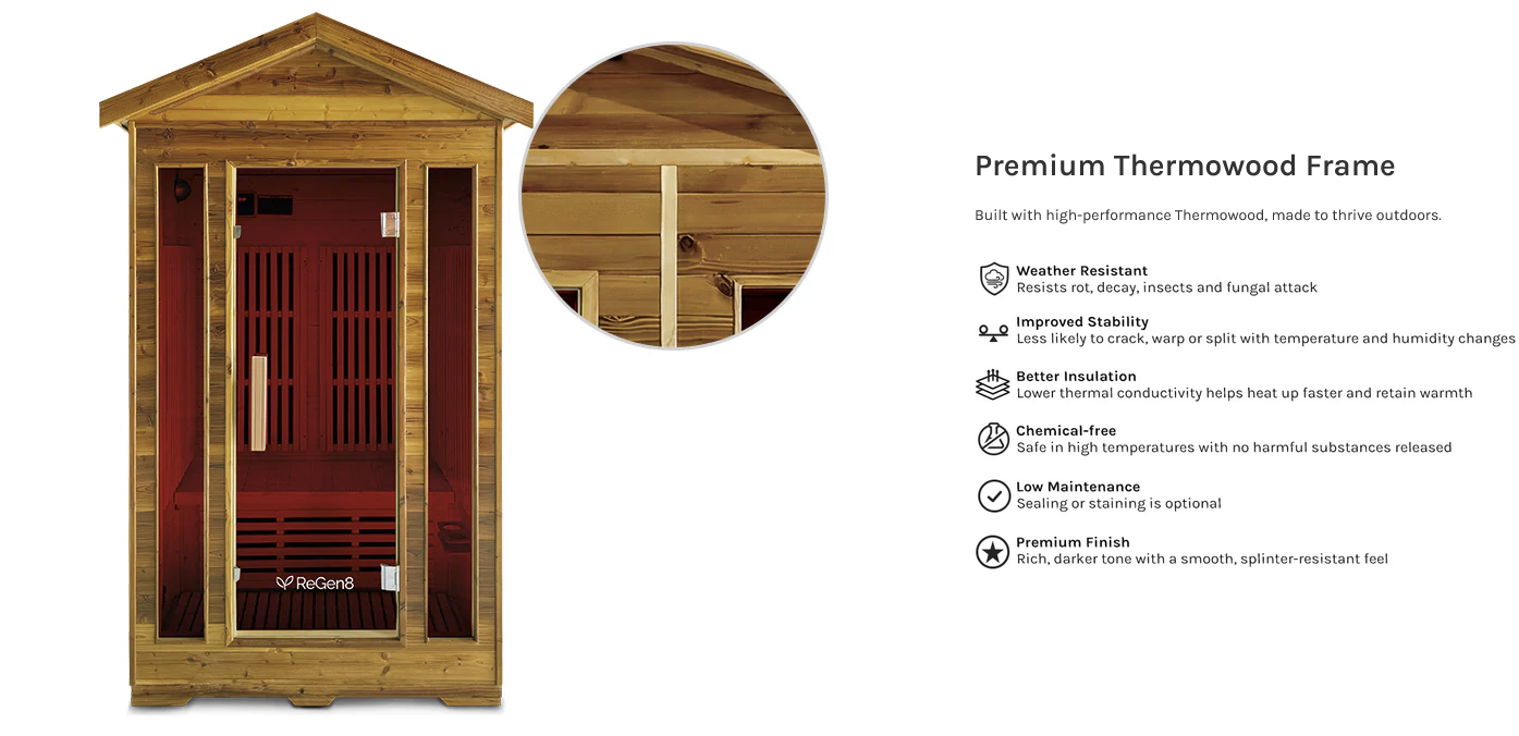 ReGen8 Duo Outdoor - 2 Person 2200W Infrared Sauna Natural
