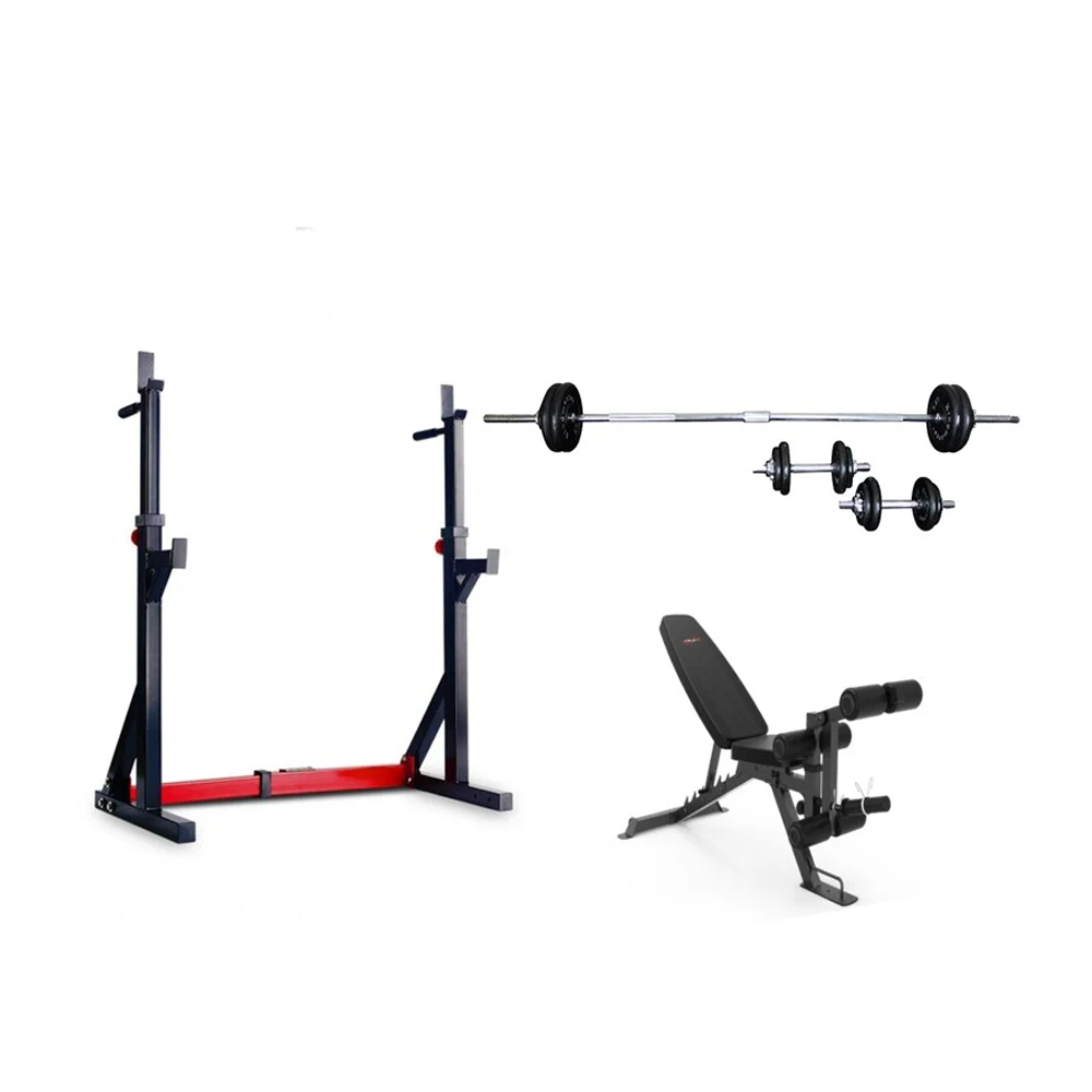 Squat Rack BodyWorx L315SR + Trojan FID 350 Bench & Leg Extension + 50 Kg Barbell D/Bell Set