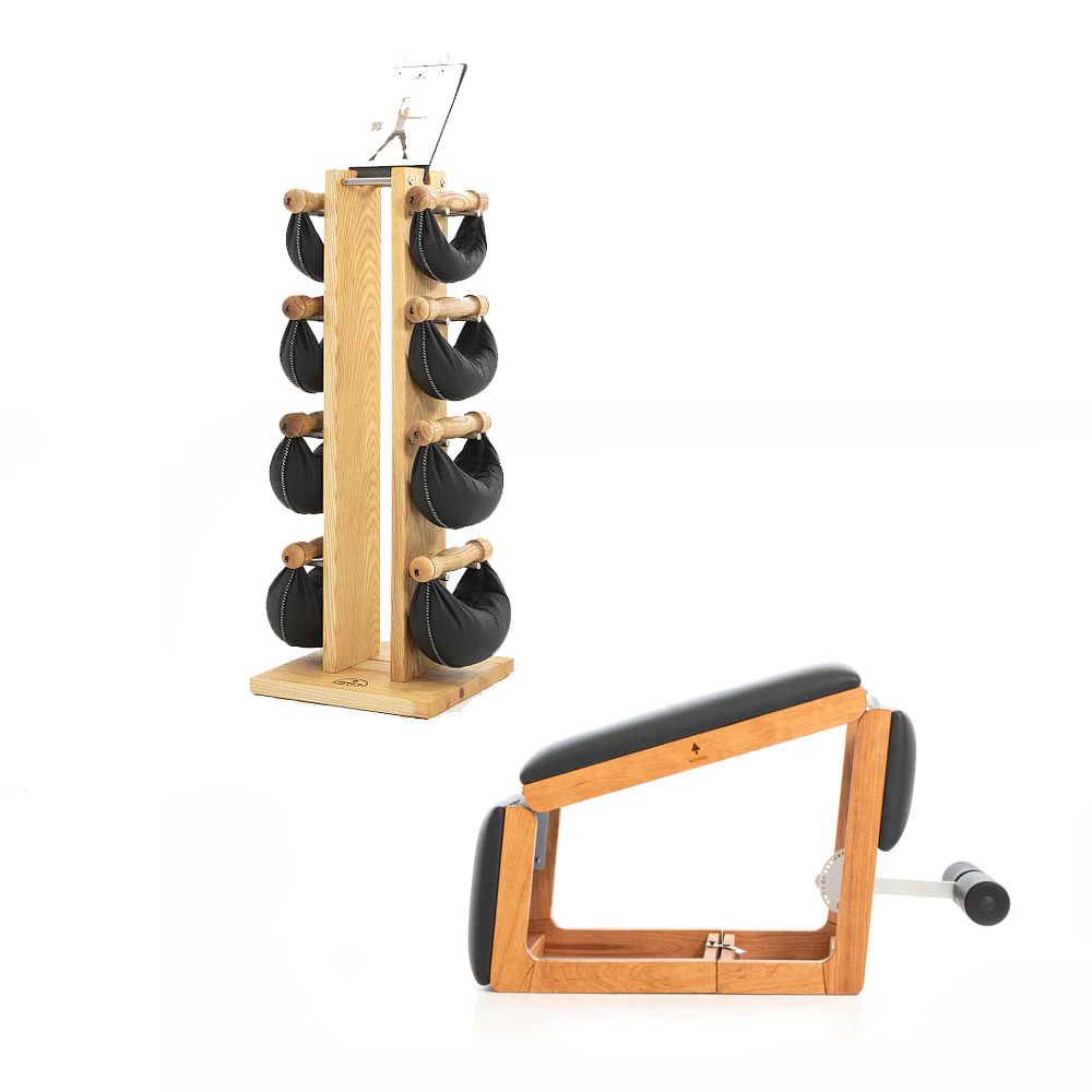 Swing Bells Oak 8 Pcs Set with Tower & Oak Tria Bench Combo