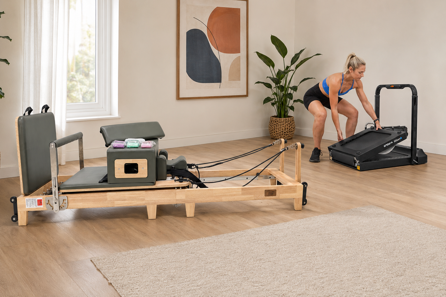 Trojan TERRA GREEN Oak Folding Reformer Inc Box & Jump Board New + Treadmill " V Fold "