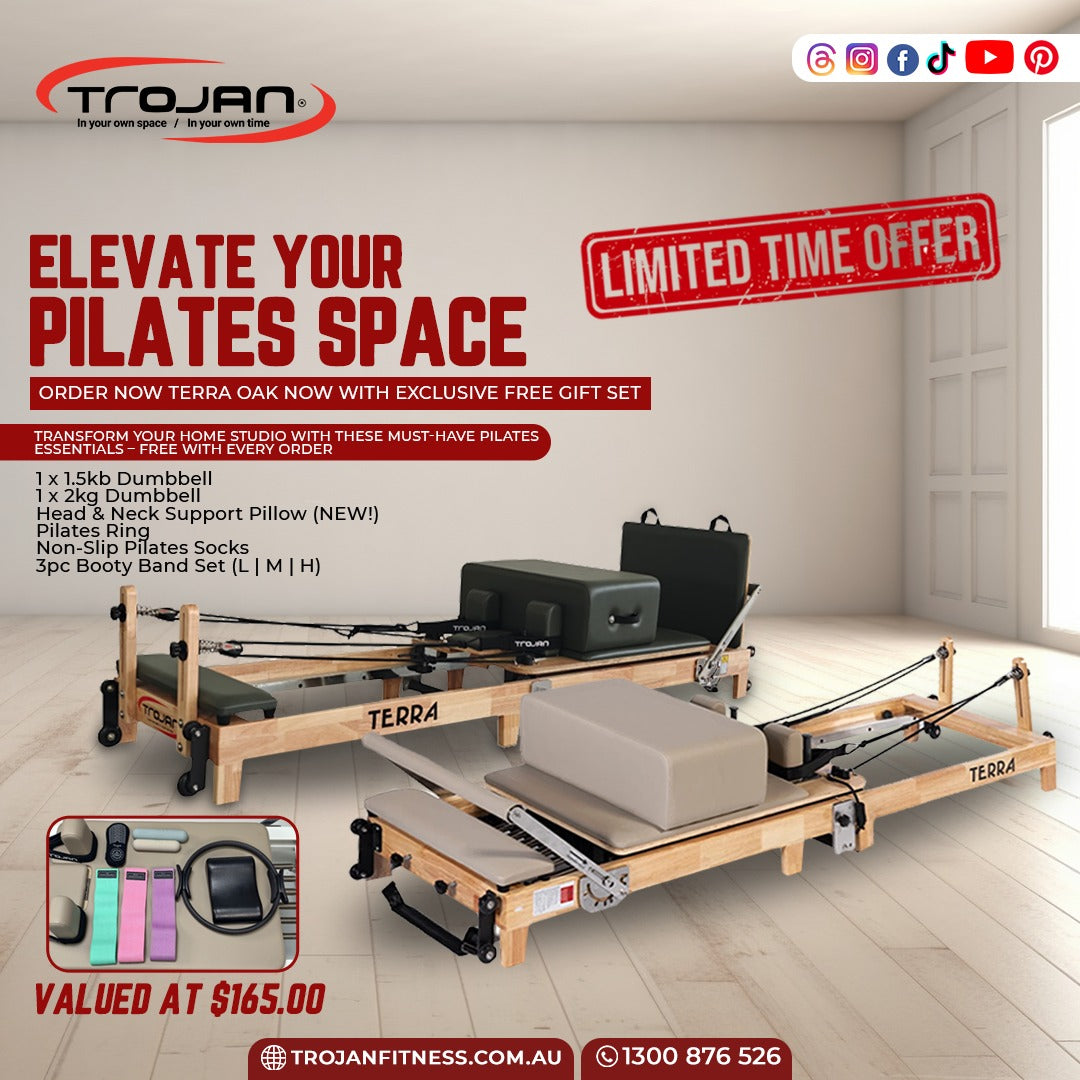 Trojan TERRA GREEN Oak Folding Reformer Inc Box & Jump Board * NEW *