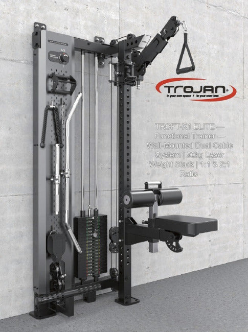 TRCFT-X1 ELITE Functional Trainer | Wall-Mounted Dual Cable System | 90kg Stack | 1:1 - 2:1 Cable Ratio
