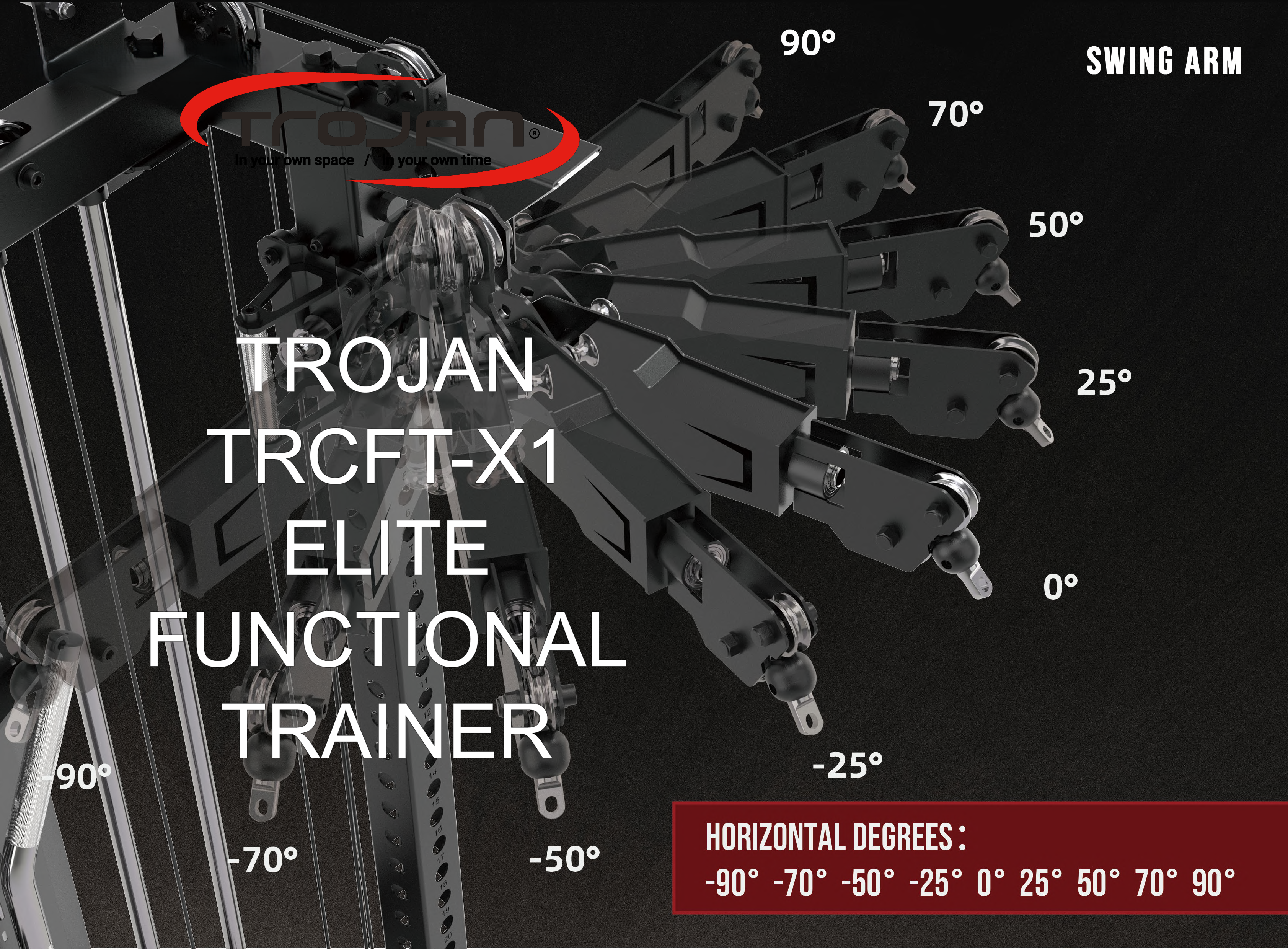TRCFT-X1 ELITE Functional Trainer + SX1 Bench | Wall-Mount | 90kg Stack | 1:1–2:1 Ratio