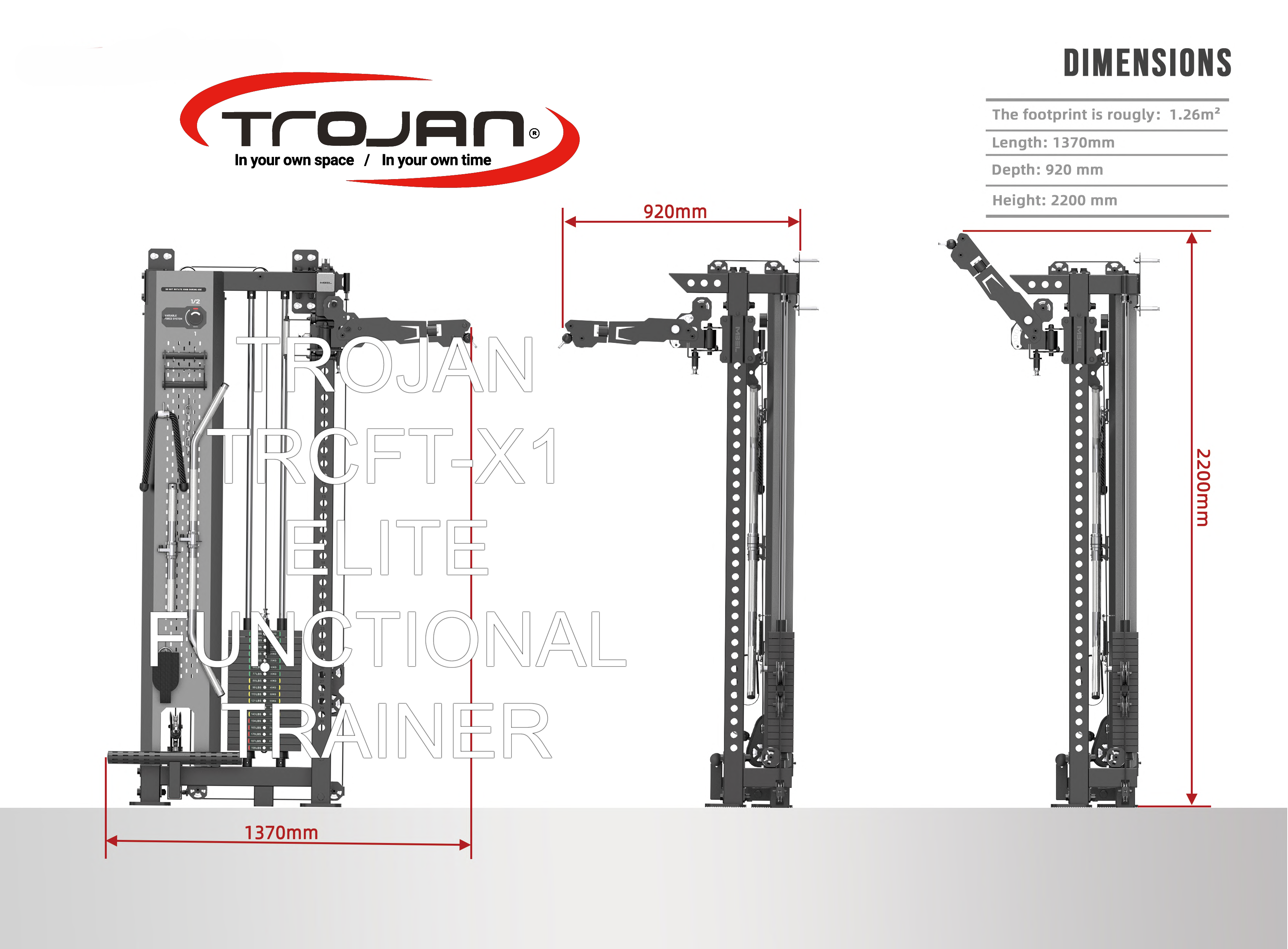 TRCFT-X1 ELITE Functional Trainer + SX1 Bench | Wall-Mount | 90kg Stack | 1:1–2:1 Ratio