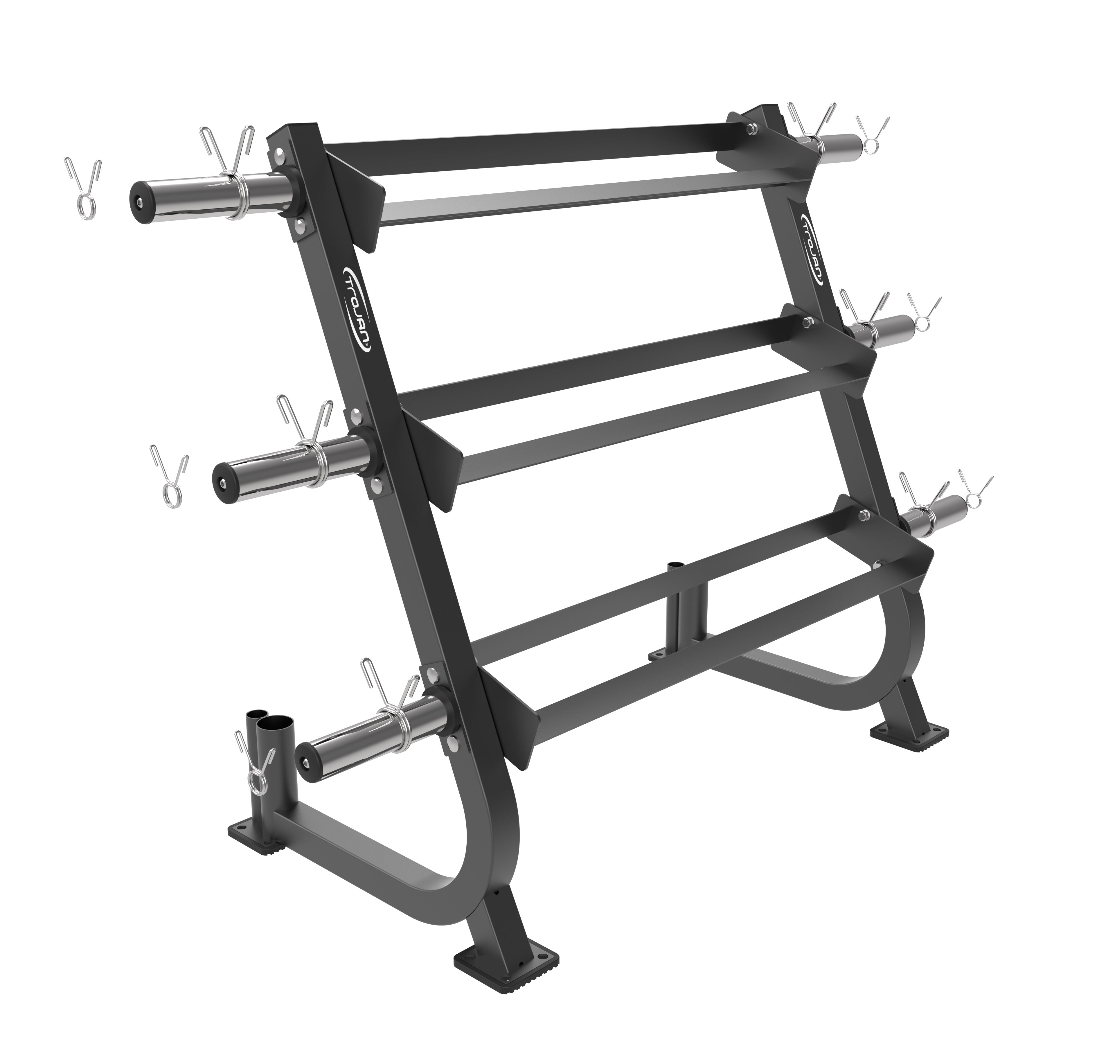 Dumbbell Rack 3 Tiers + 6 Weight Plate Storage Pins + 2 Olympic Bar Storage Special *