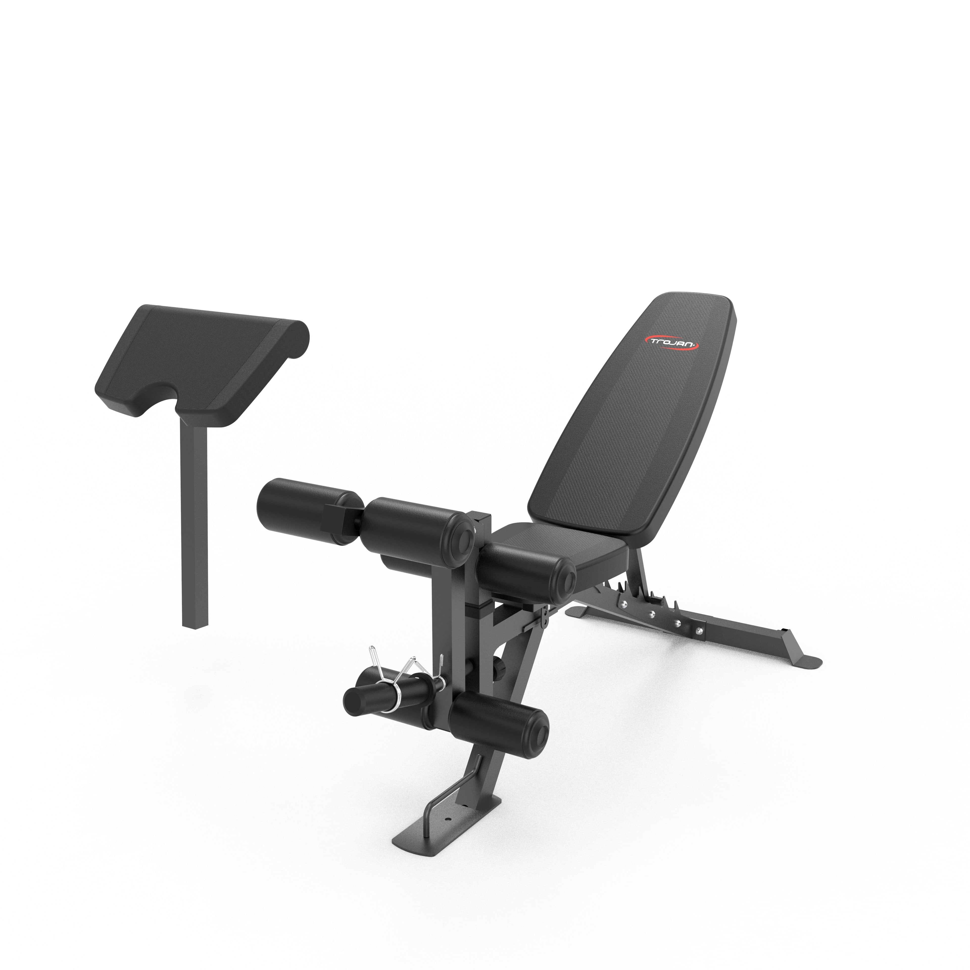 Exercise Bench FID Inc Leg Ext & Ham String Developer + Preacher