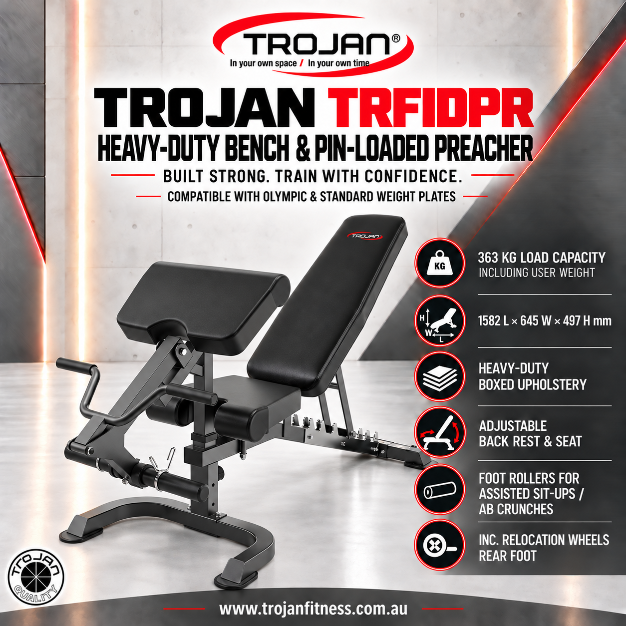 Exercise Bench FID Heavy Duty + Preacher Arm Curl Pad New