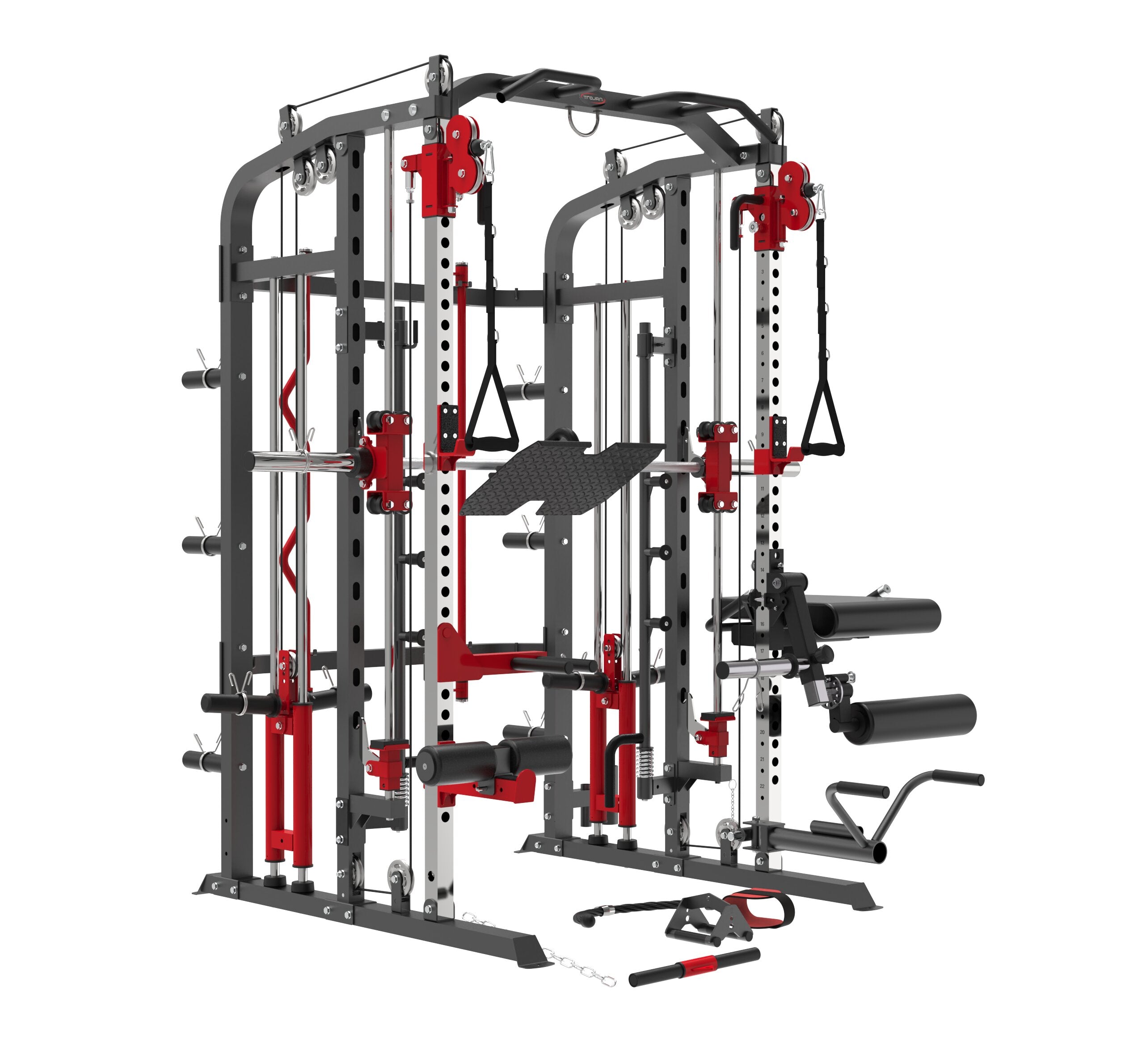 Trojan FPR70 All-in-One Trainer Smith, Rack, Leg Press & Bench Leg Ext + Seated Leg Ext Ham String Hip Thrust Bench