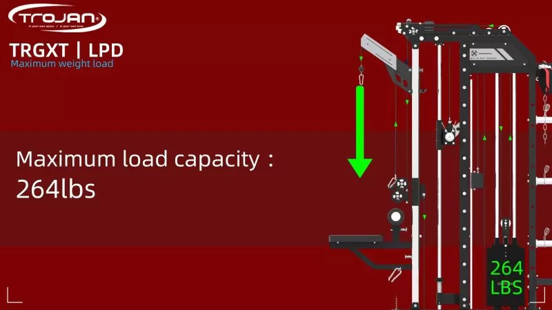 Functional Trainer Smith Machine Power Rack Inc Leg Press + Lat Pull Down Seat & Lat Attachment + Jammer Arms