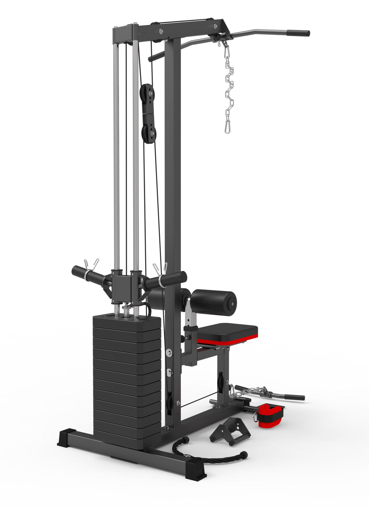Pull Low Load Trojan Lat Pull Down / Low Pulley Machine 70 Kg Stack + Bull Horns ...