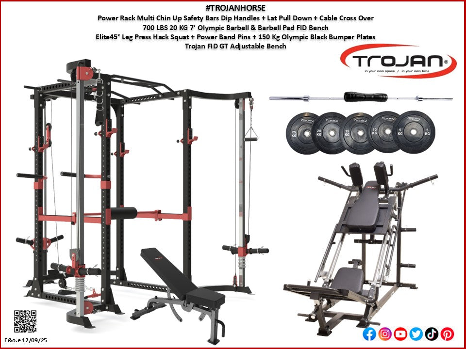 Power Rack Cage Lat Attachment Cable Cross Over TrojanHorse Pak